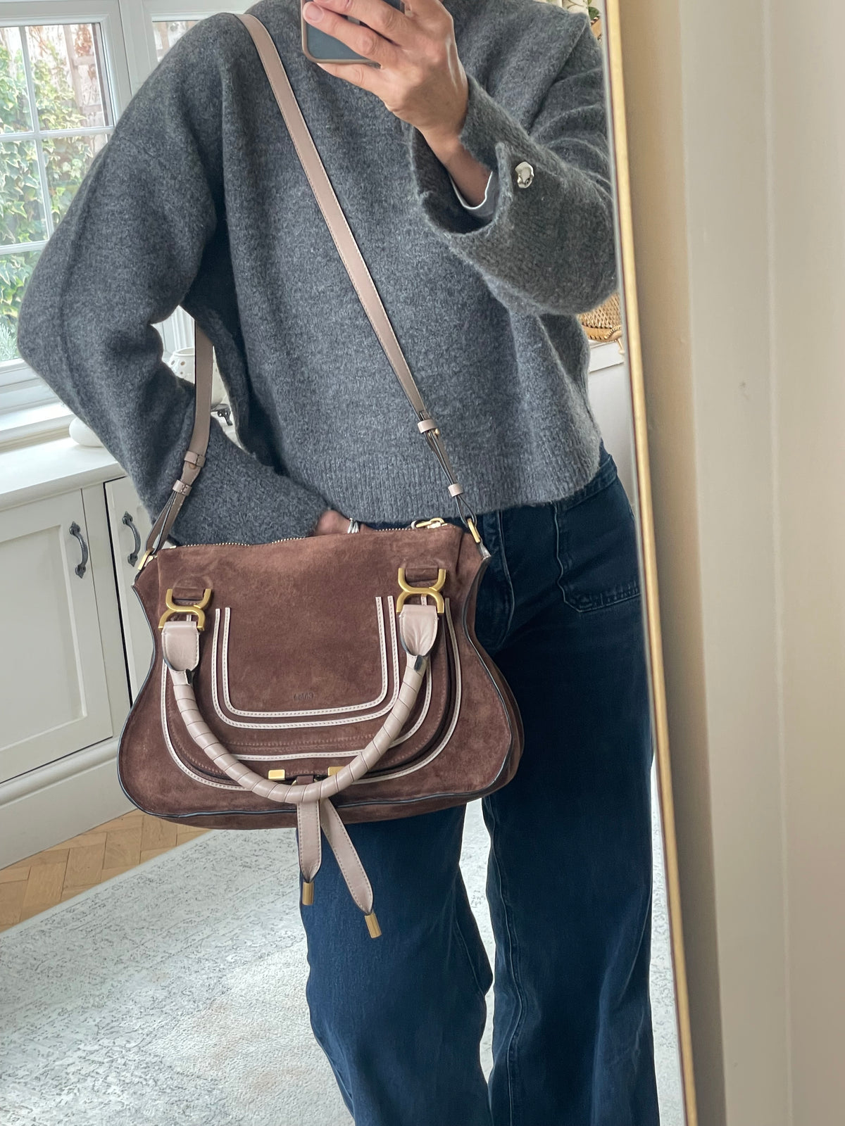Preloved Chloe Marcie Two Handle Satchel Bag with Long Strap