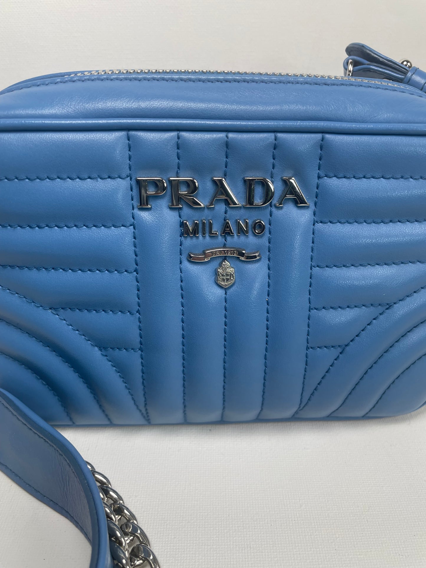 Preloved Prada Diagramme Bandoliera Crossbody Bag, Small