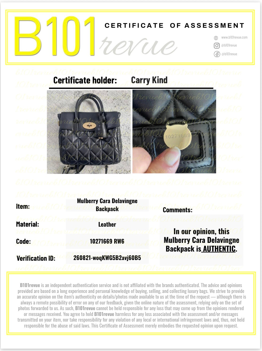 Preloved Mulberry Cara Delevingne Mini Backpack