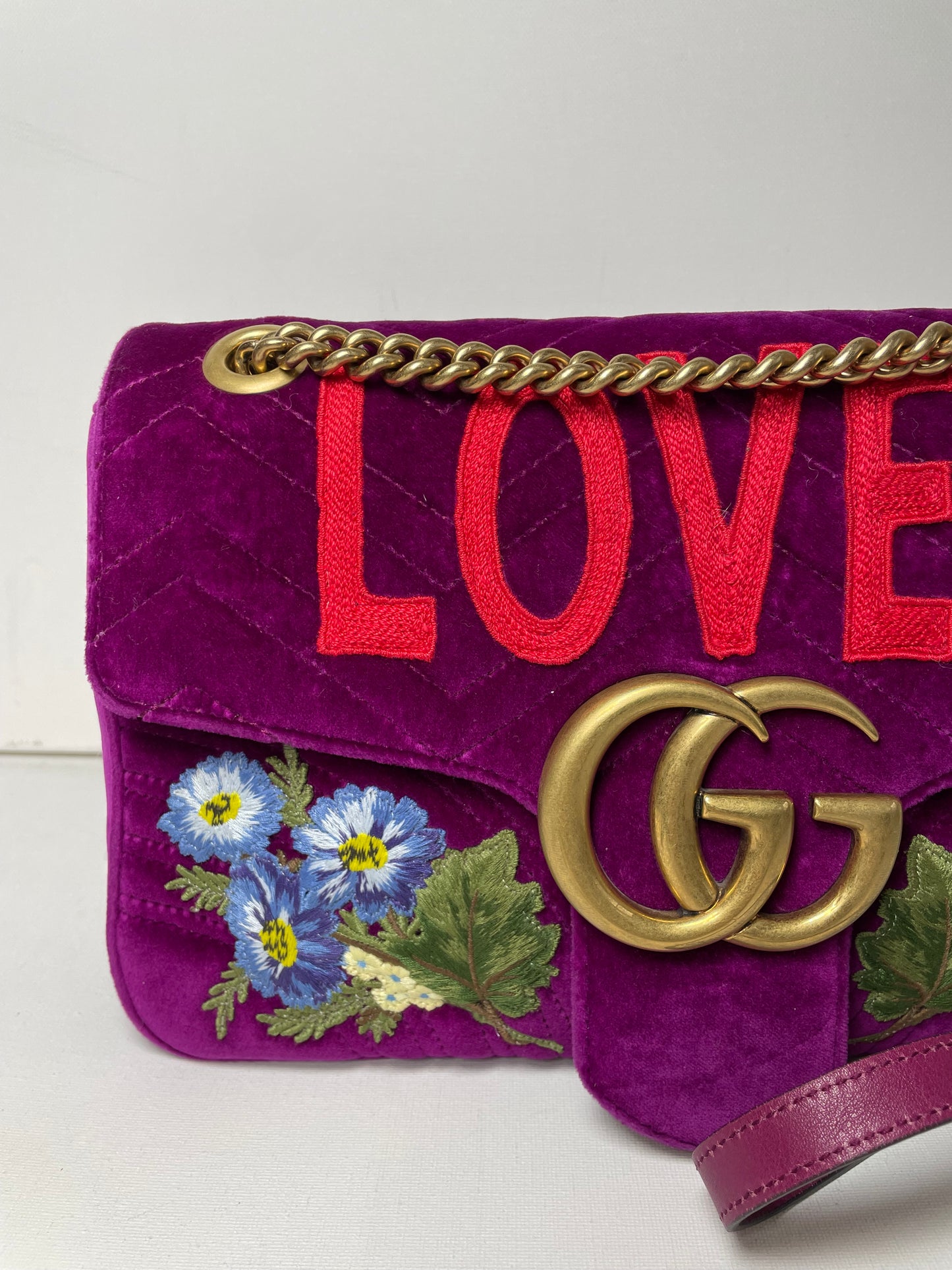 Preloved Gucci  Embroidered ‘LOVED’ Marmont shoulder Bag, Medium