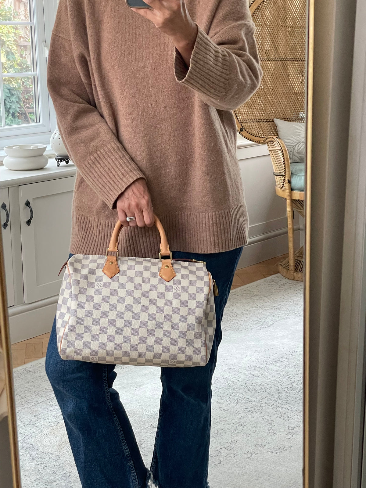 Preloved Louis Vuitton Damier Azur Speedy 30 Boston Bag