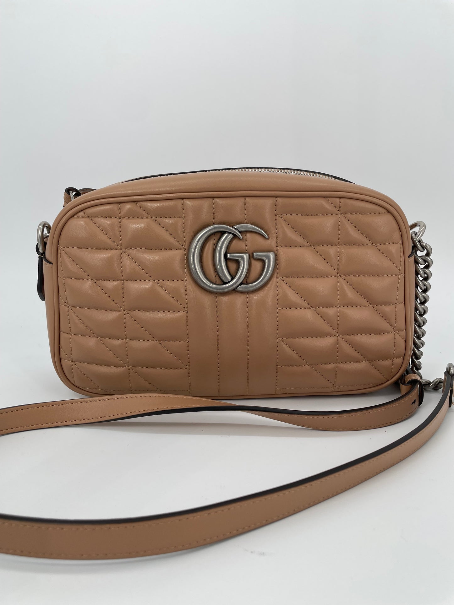 Preloved Gucci Quilted Leather Geometric Marmont Crossbody Bag, Small