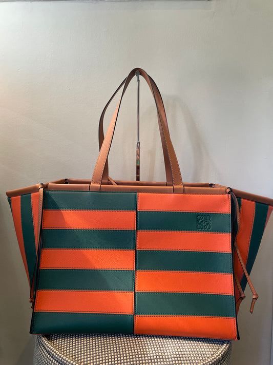 Preloved Loewe Striped Cushion Shopping Tote Bag, Large