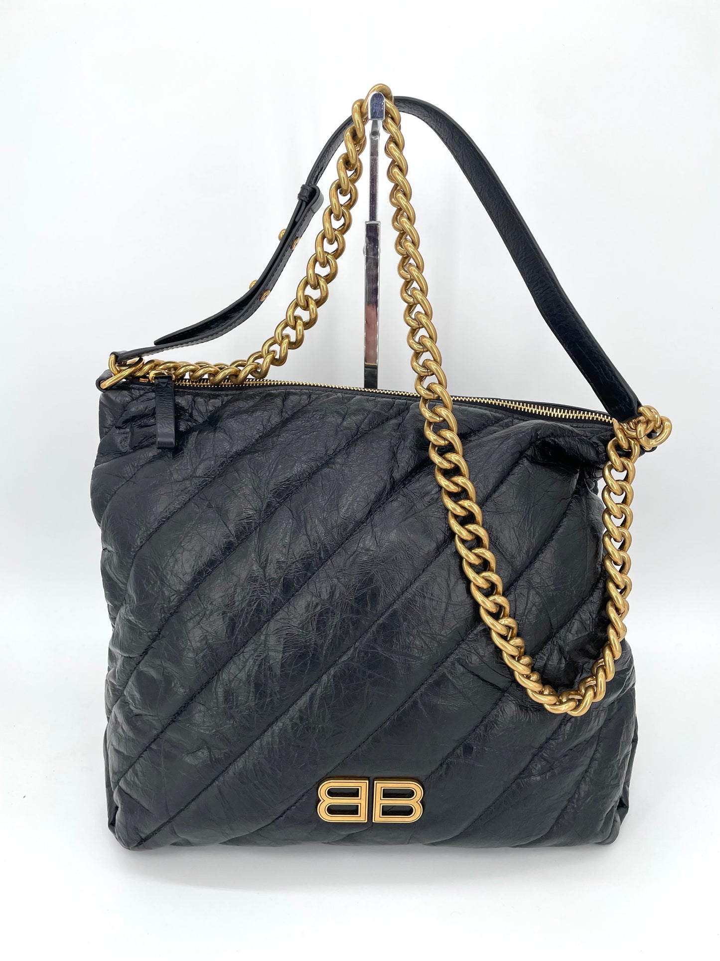 Preloved Balenciaga Quilted Crush Shoulder Bag, Medium