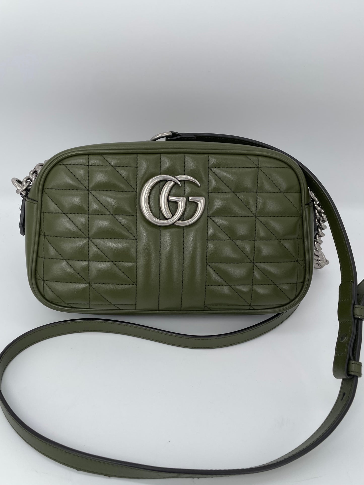 Preloved Gucci Quilted Leather Geometric Marmont Crossbody Bag, Small