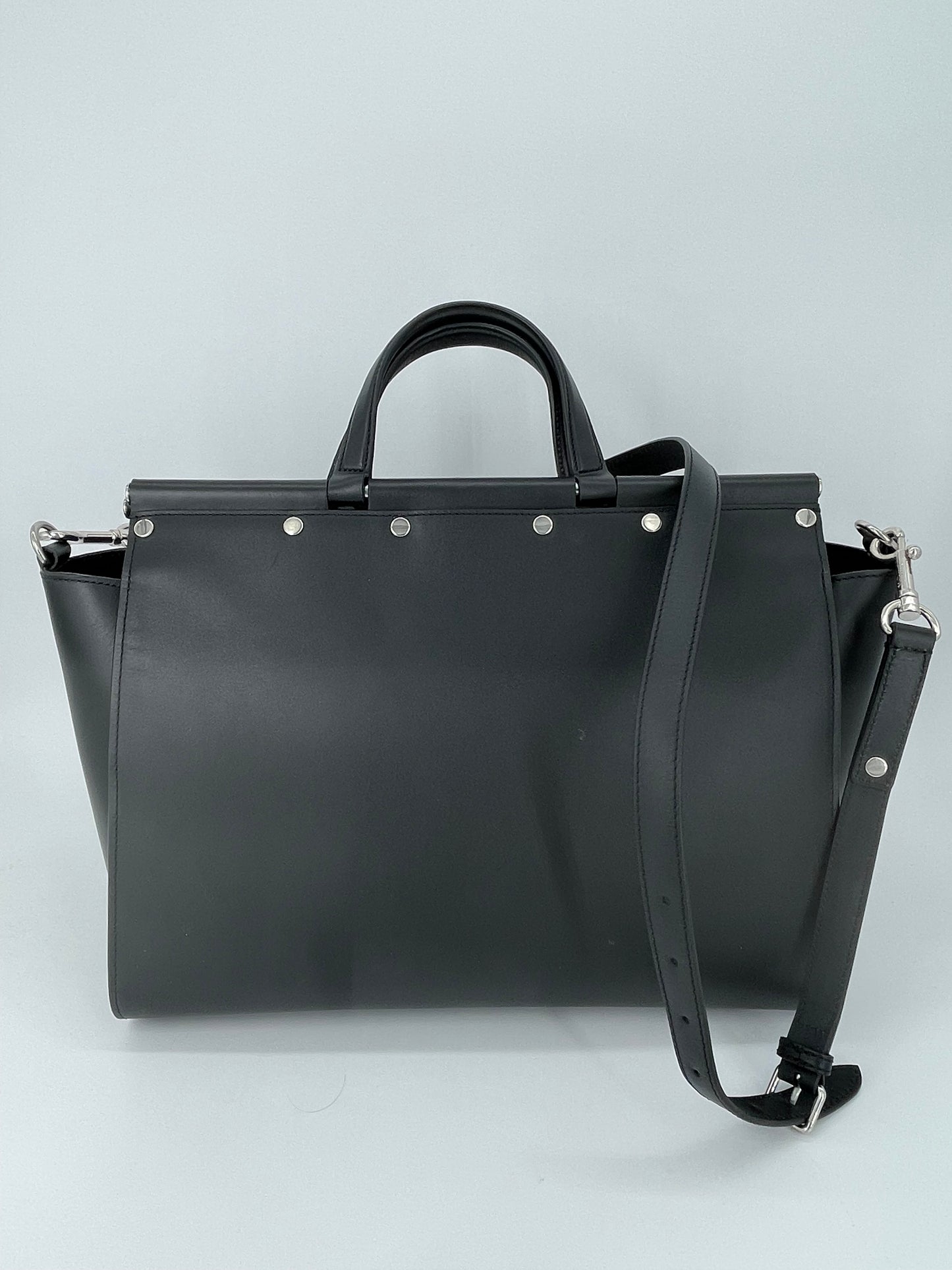 Preloved Mulberry Iris Top Handle Flat Stud Tote Bag with Long Strap