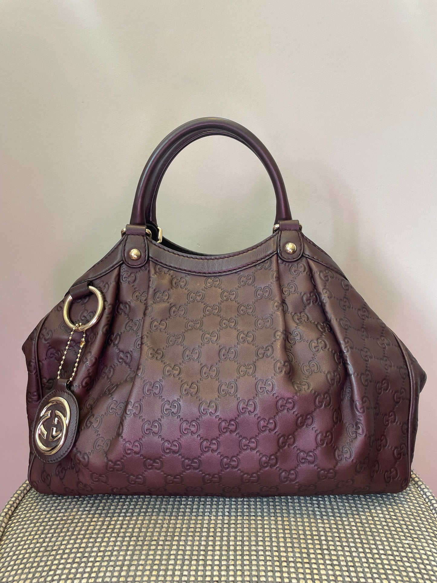 Preloved Gucci Sukey Monogram Guccissima Shoulder Bag, Medium