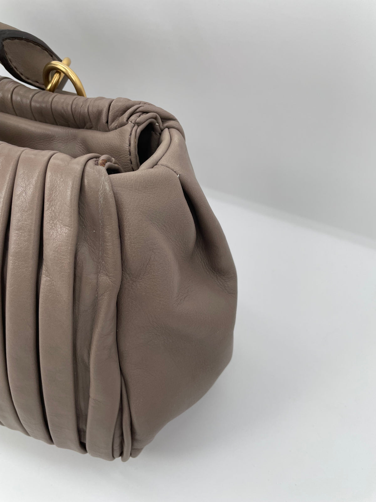 Preloved Miu Miu Plisse Pleated Leather Top handle bag