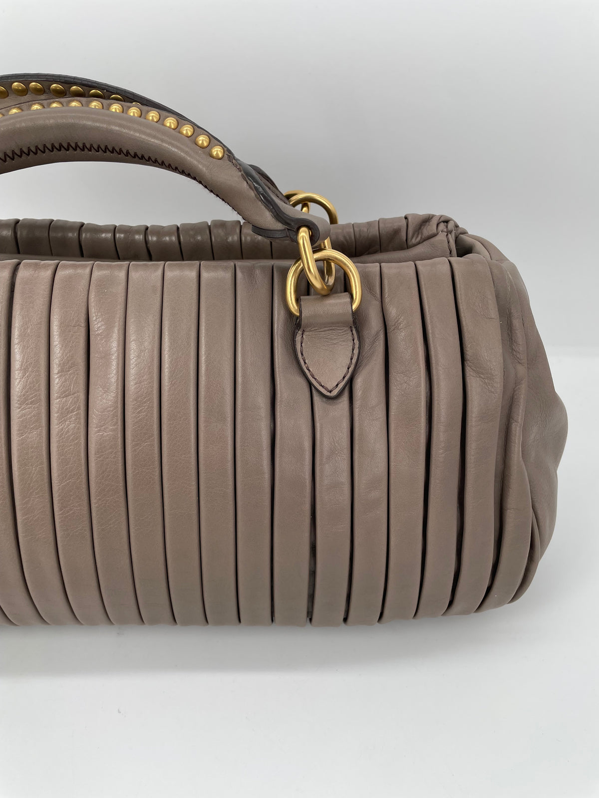 Preloved Miu Miu Plisse Pleated Leather Top handle bag