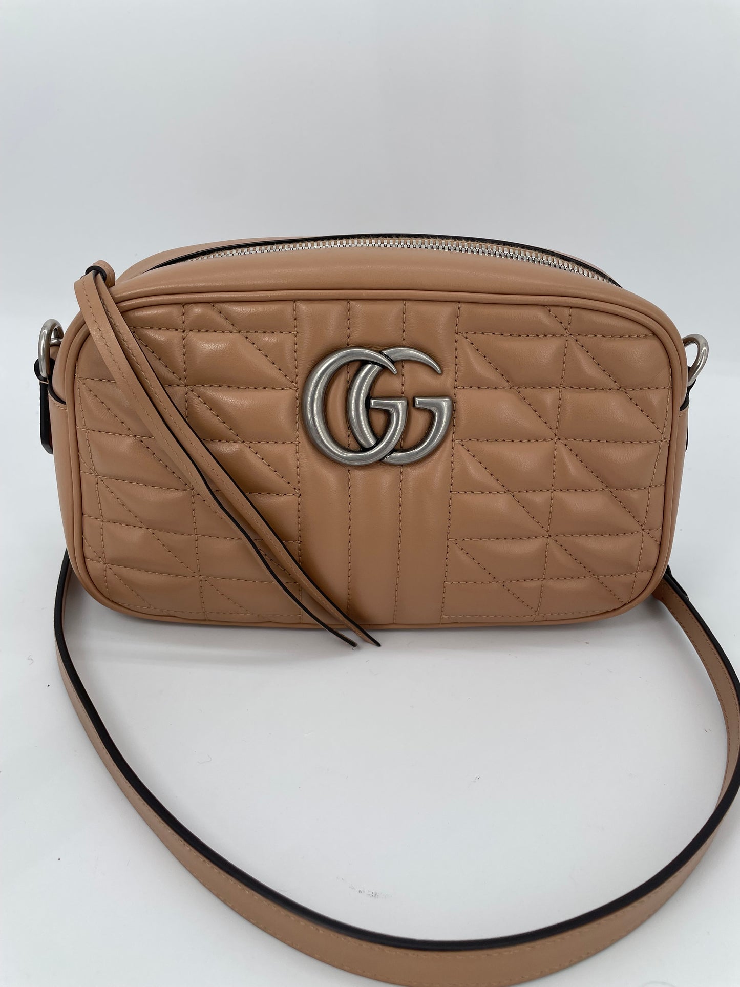 Preloved Gucci Quilted Leather Geometric Marmont Crossbody Bag, Small