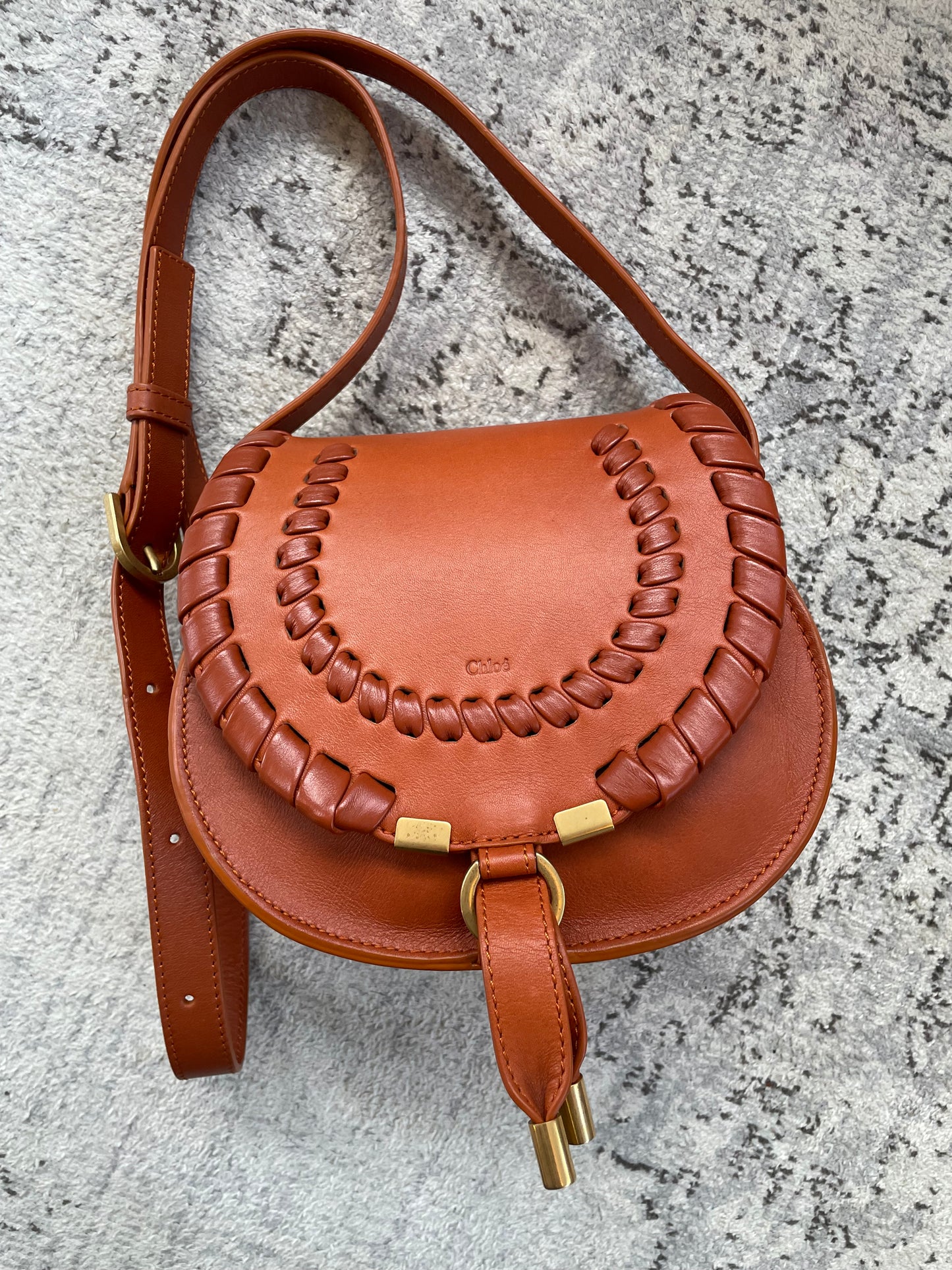 Preloved Chloe Marcie Oversized Stitched Crossbody Bag, Small