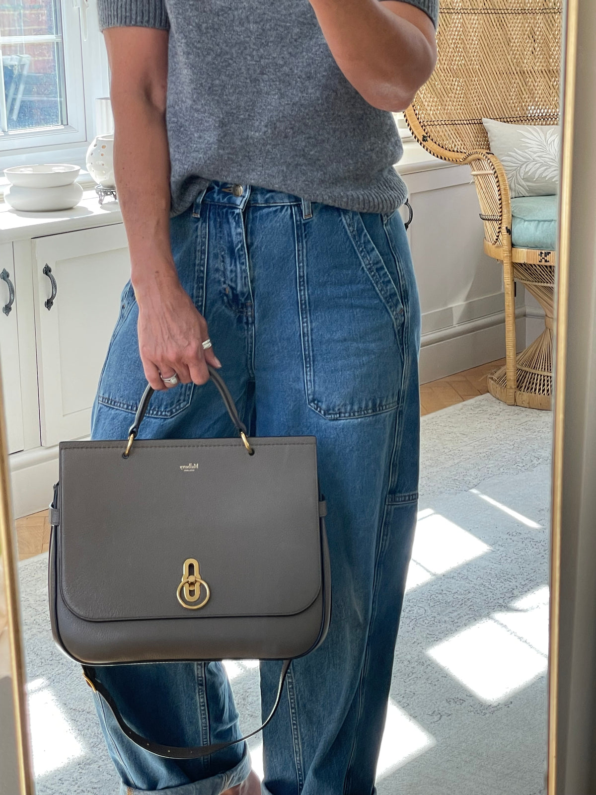 Preloved Mulberry Amberley Top Handle Satchel Bag, Large