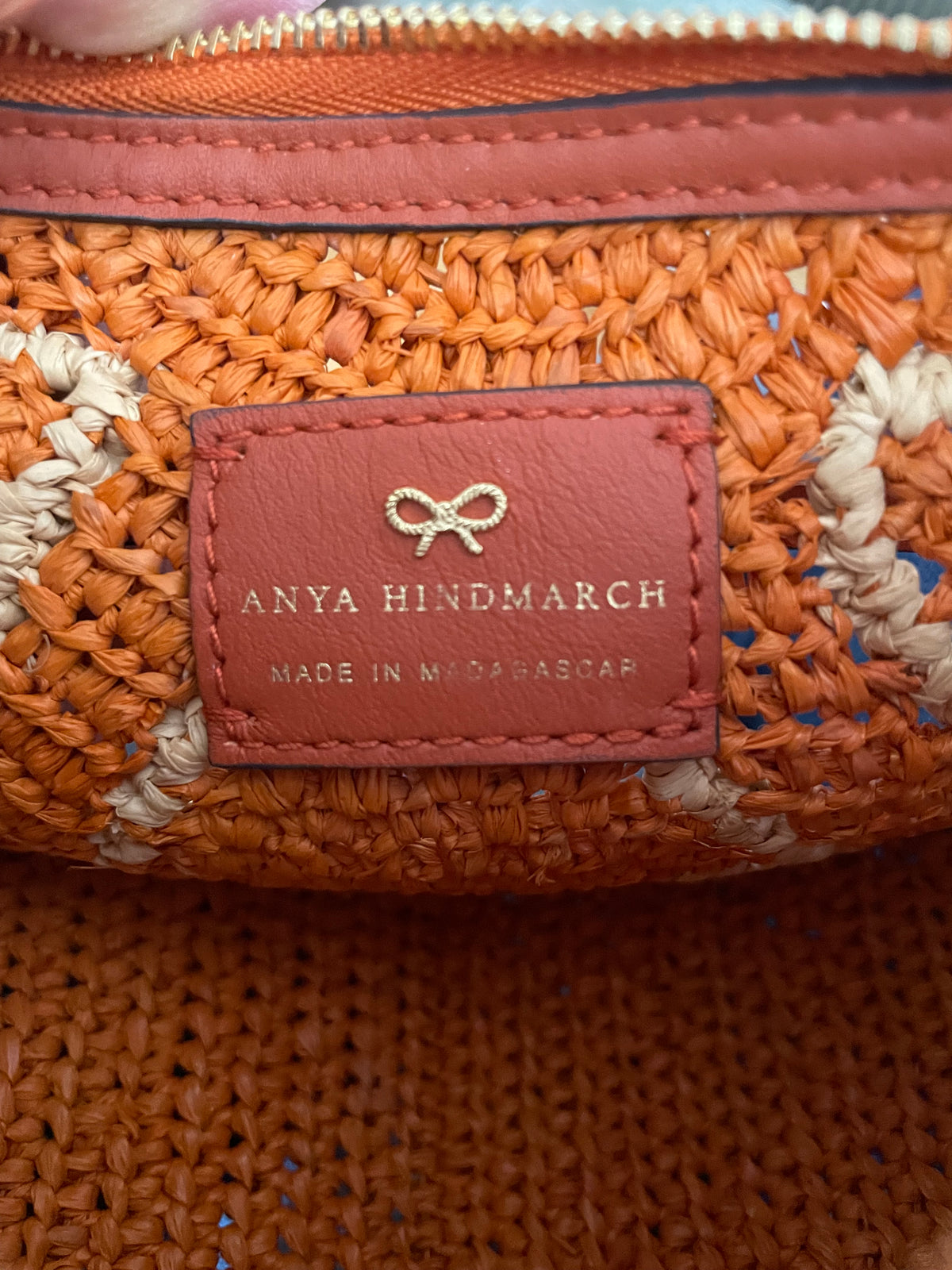 Preloved Anya Hindmarch Raffia Shoulder Bag, Clutch