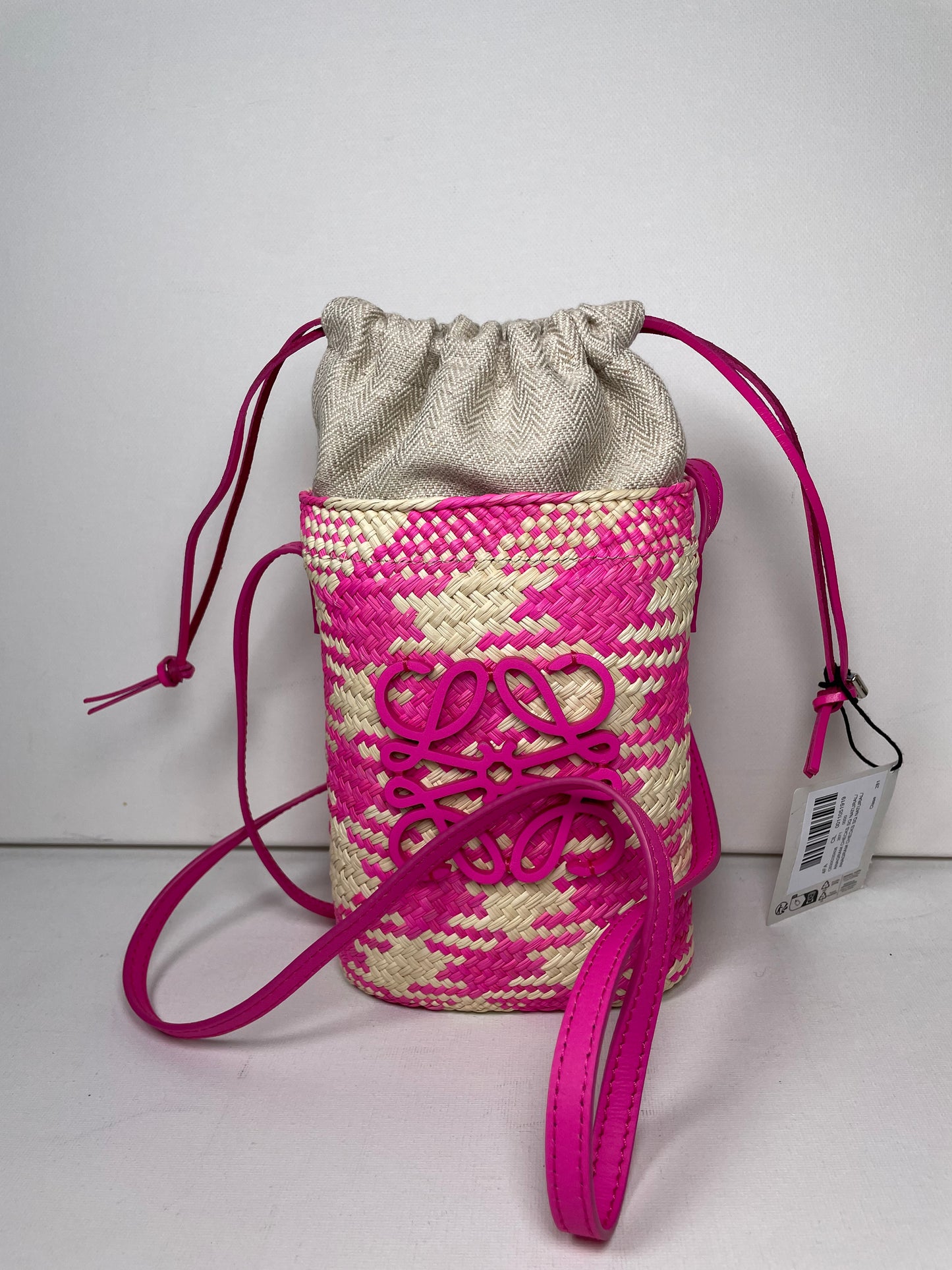 Preloved Loewe x Paula's Ibiza Woven Anagram Square Pocket Raffia Bag