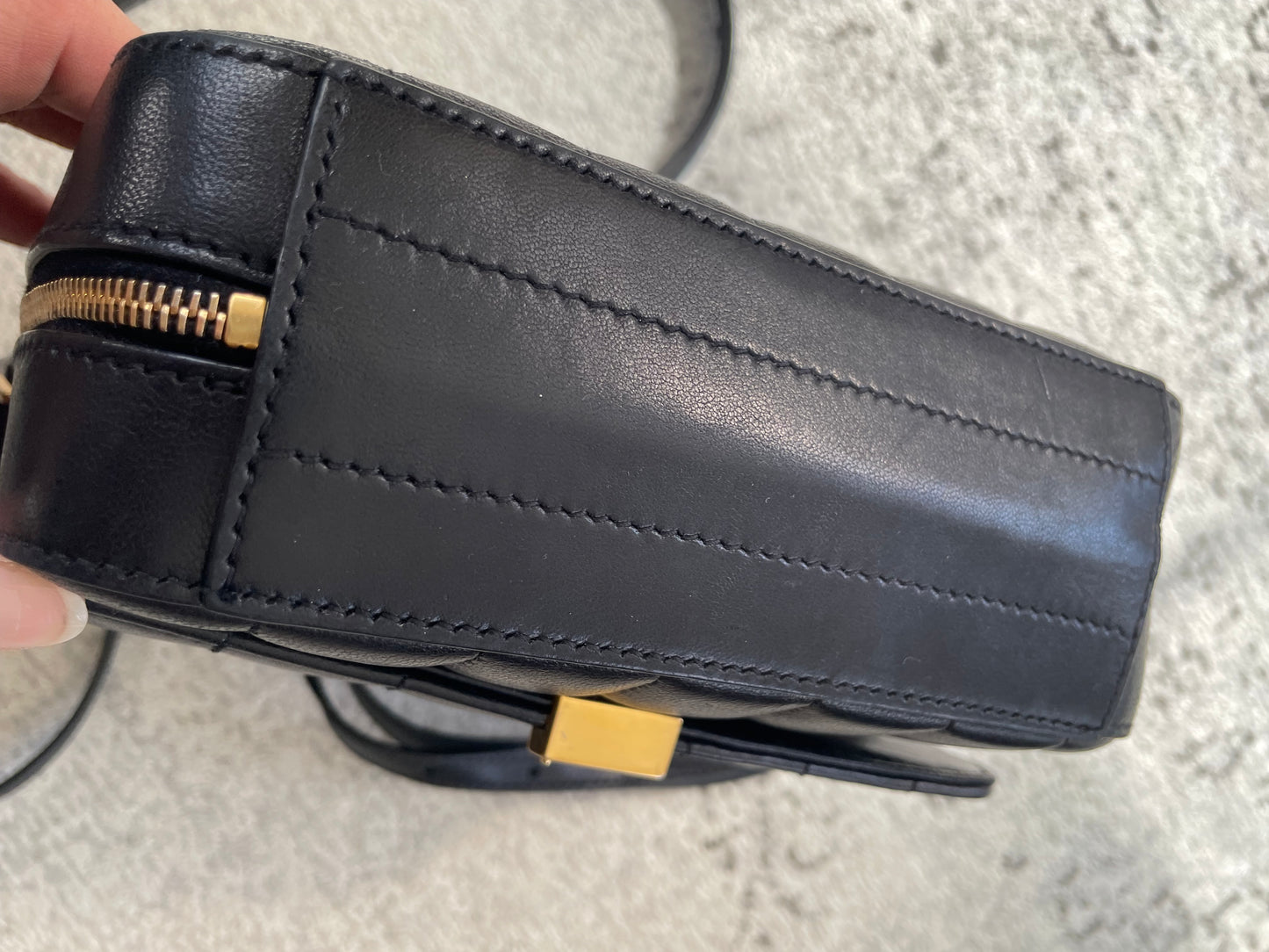 Preloved Saint Laurent Matelasse Monogram Vicky Shoulder Bag, Small