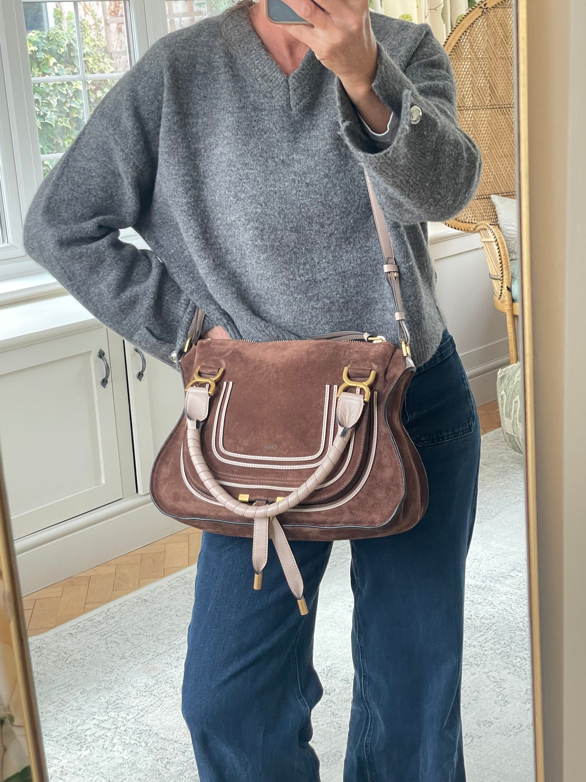 Preloved Chloe Marcie Two Handle Satchel Bag with Long Strap