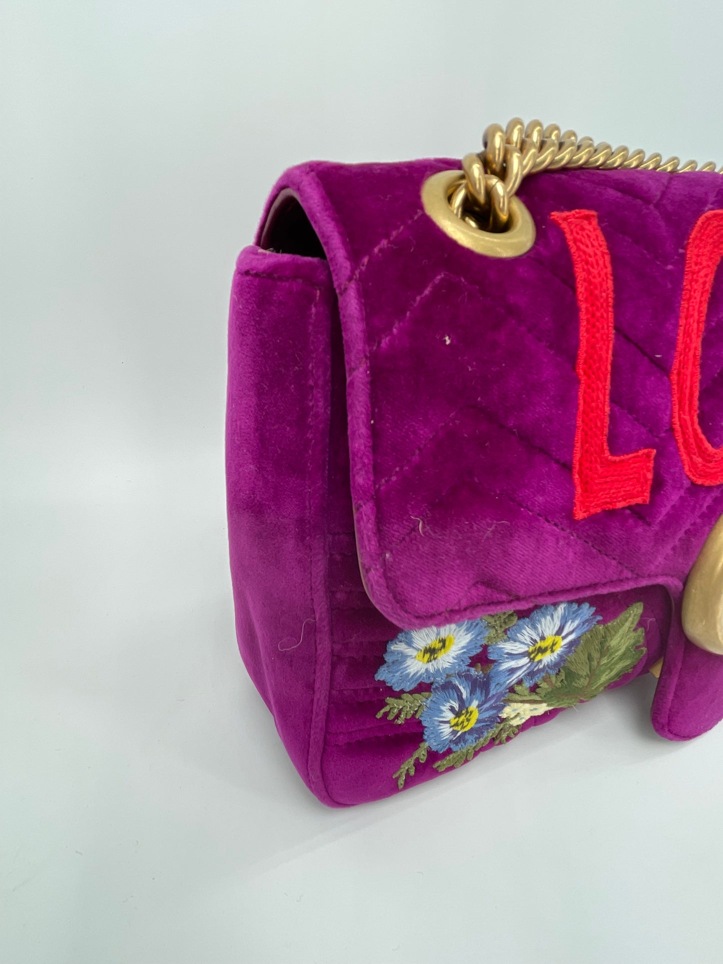 Preloved Gucci  Embroidered ‘LOVED’ Marmont shoulder Bag, Medium