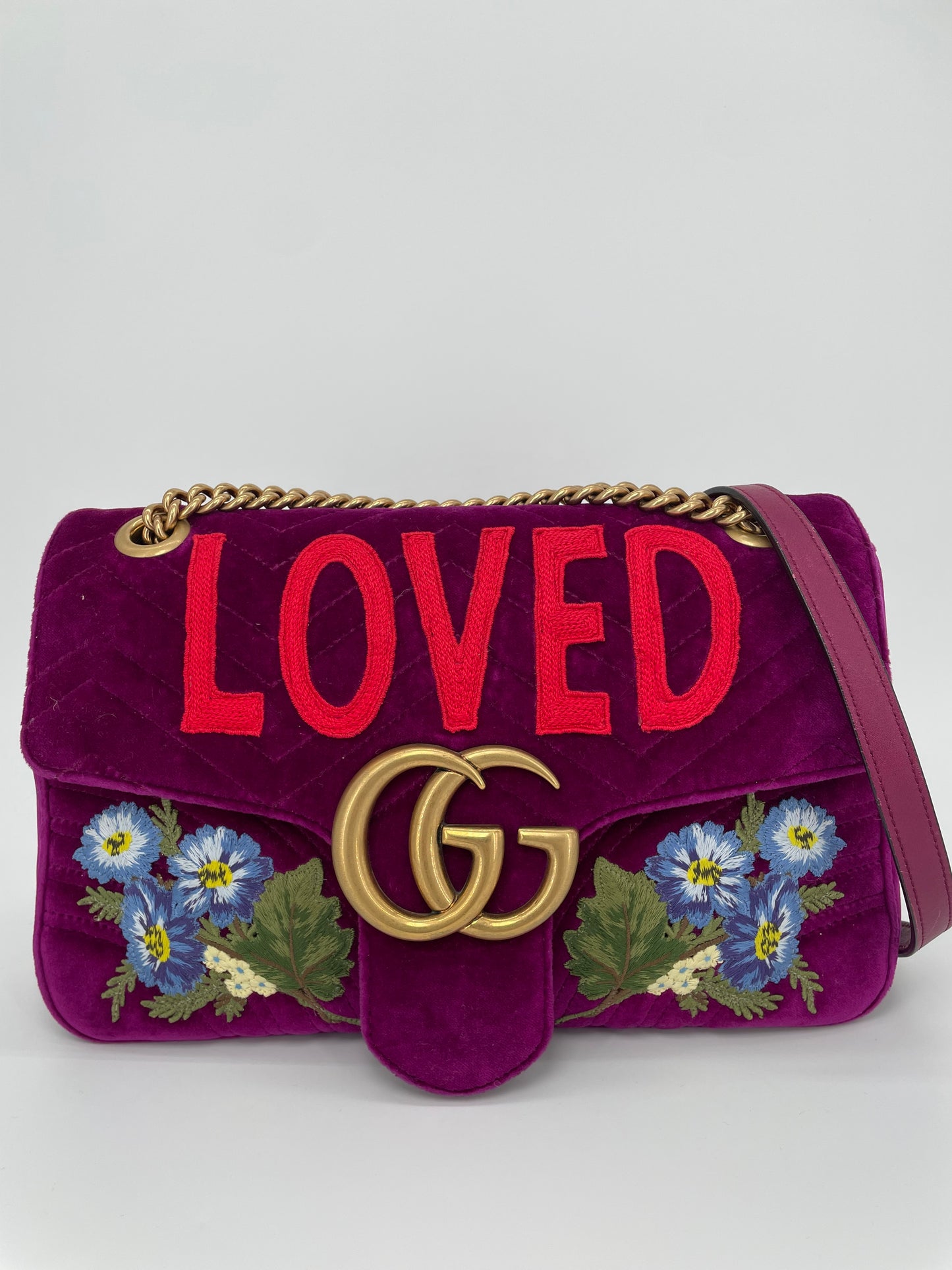 Preloved Gucci  Embroidered ‘LOVED’ Marmont shoulder Bag, Medium