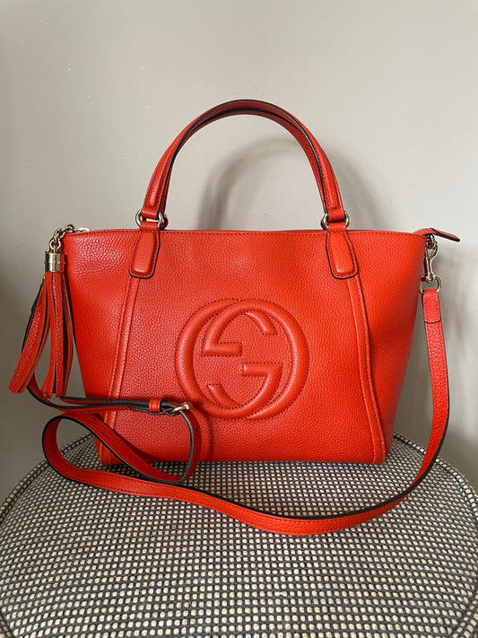Preloved Gucci Pebbled Soho Cellarius Top Handle Bag, Small