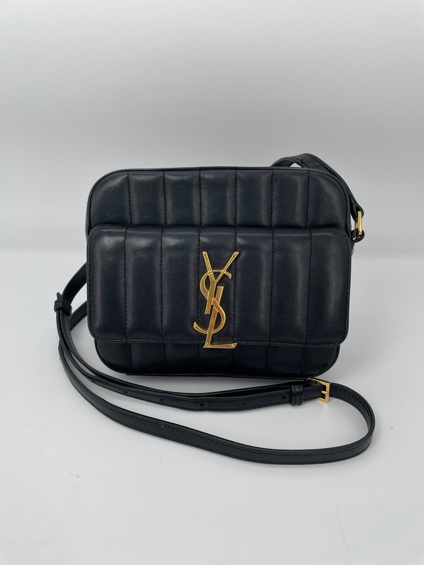 Preloved Saint Laurent Matelasse Monogram Vicky Shoulder Bag, Small