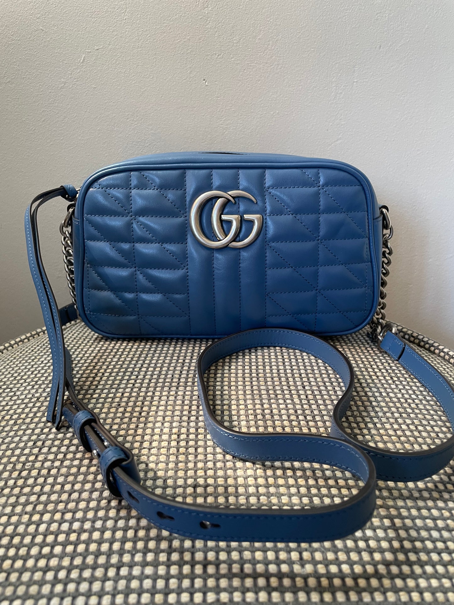 Preloved Gucci Quilted Leather Geometric Marmont Crossbody Bag, Small