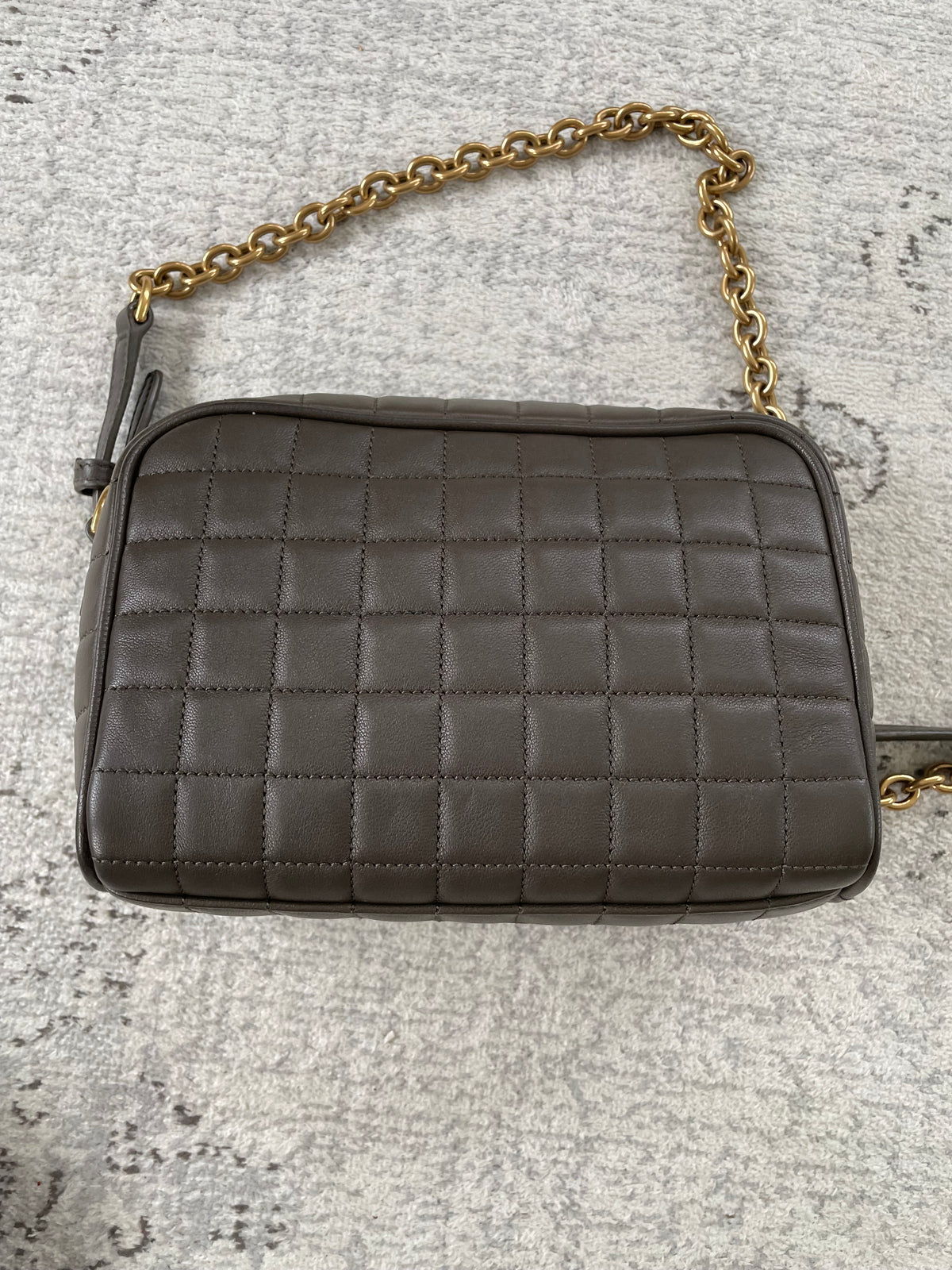 Preloved Saint Laurent Carre Quilted Cassandre Camera Bag, Mini