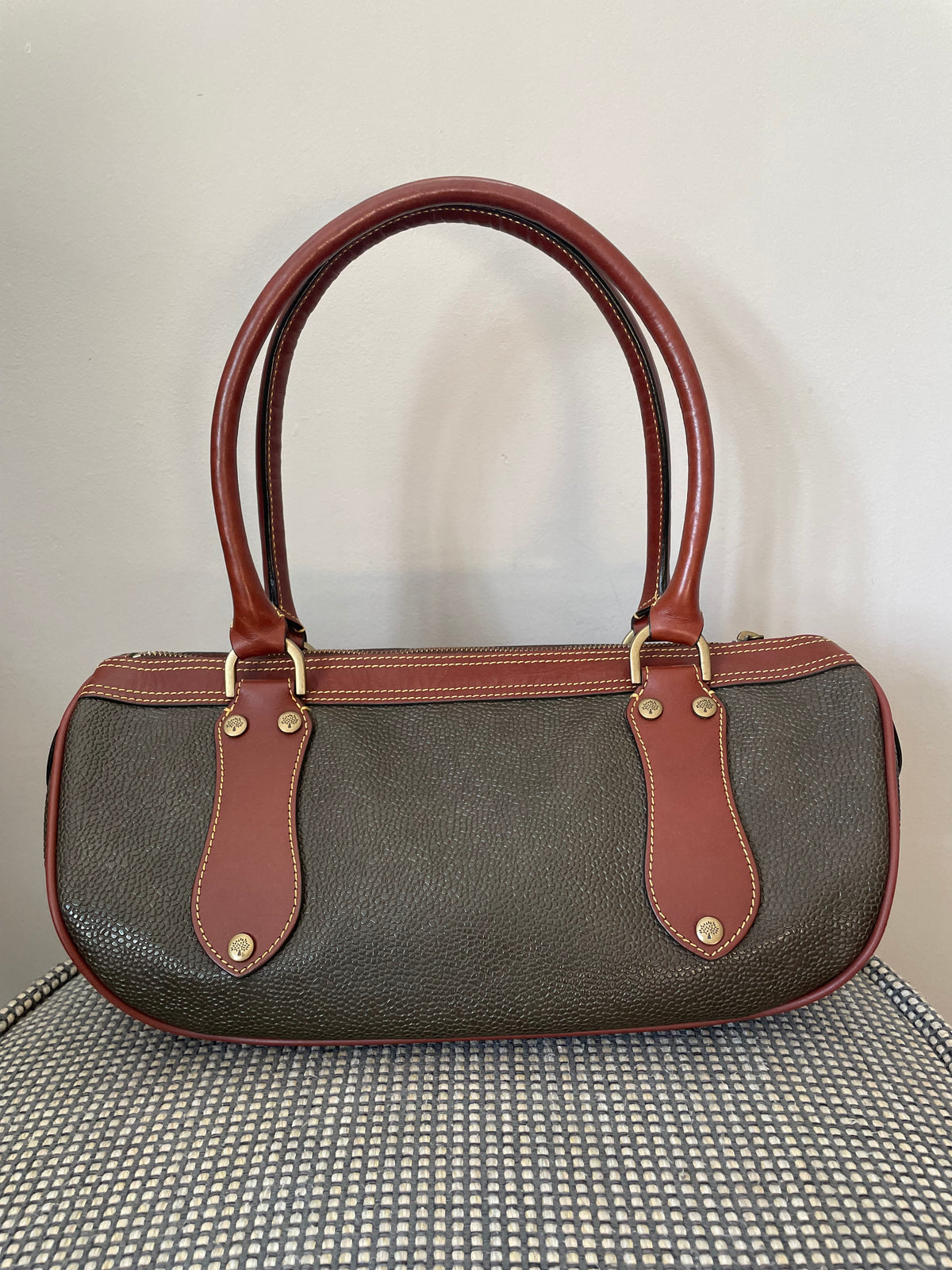 Preloved Mulberry Vintage Scotchgrain Bowling Bag
