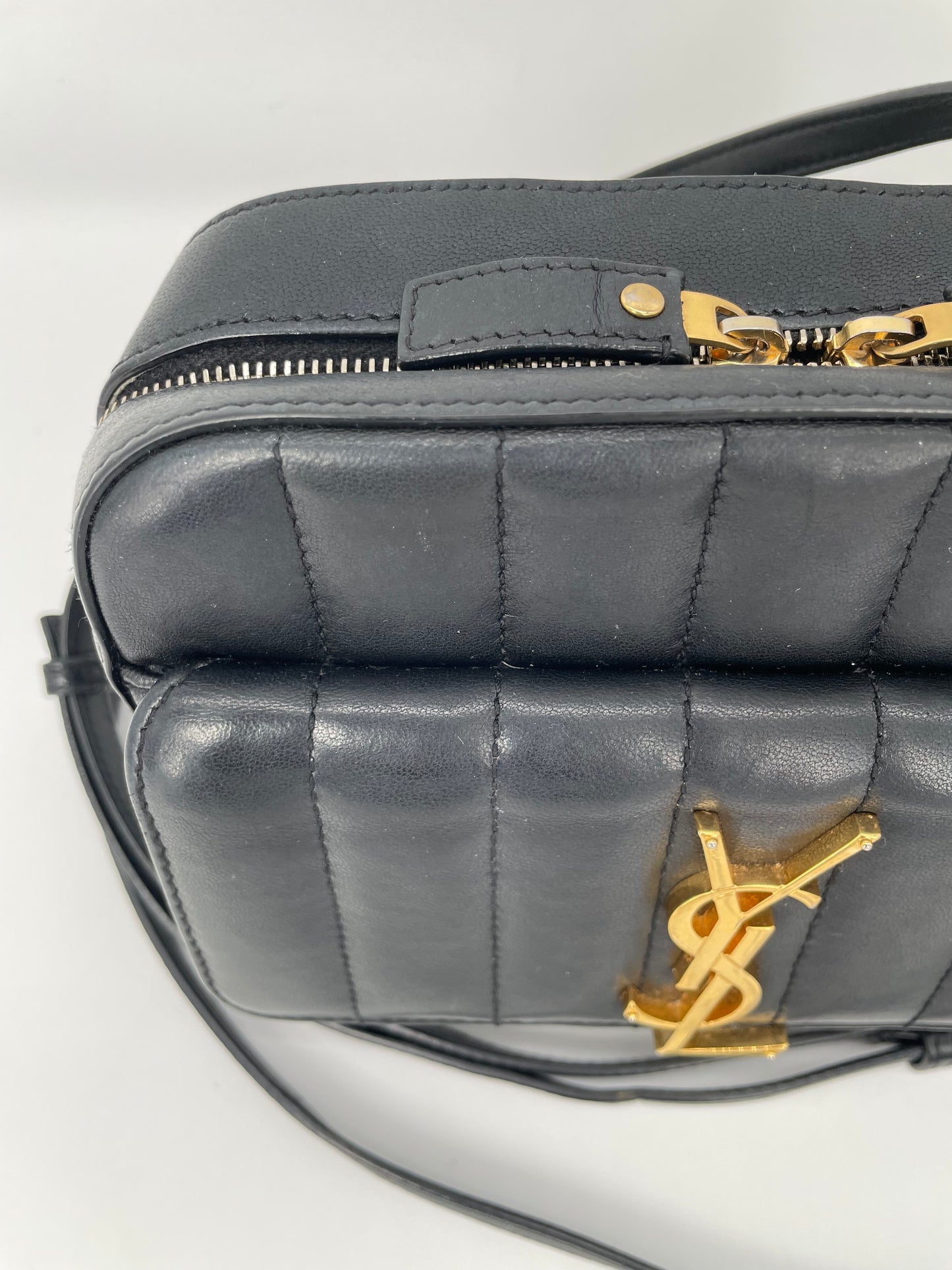 Preloved Saint Laurent Matelasse Monogram Vicky Shoulder Bag, Small