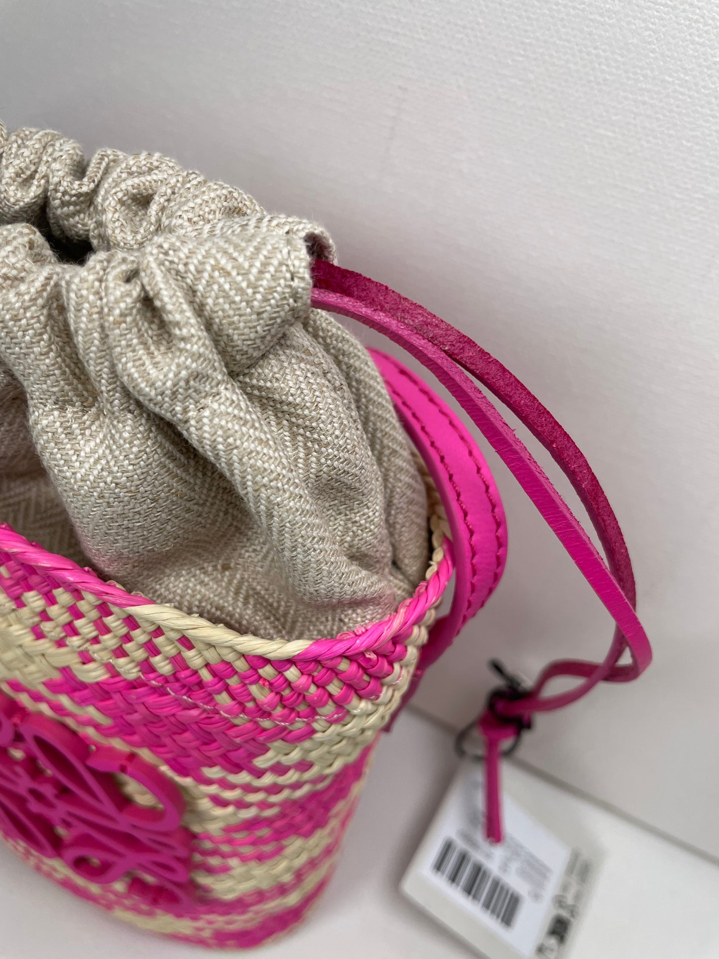 Preloved Loewe x Paula's Ibiza Woven Anagram Square Pocket Raffia Bag