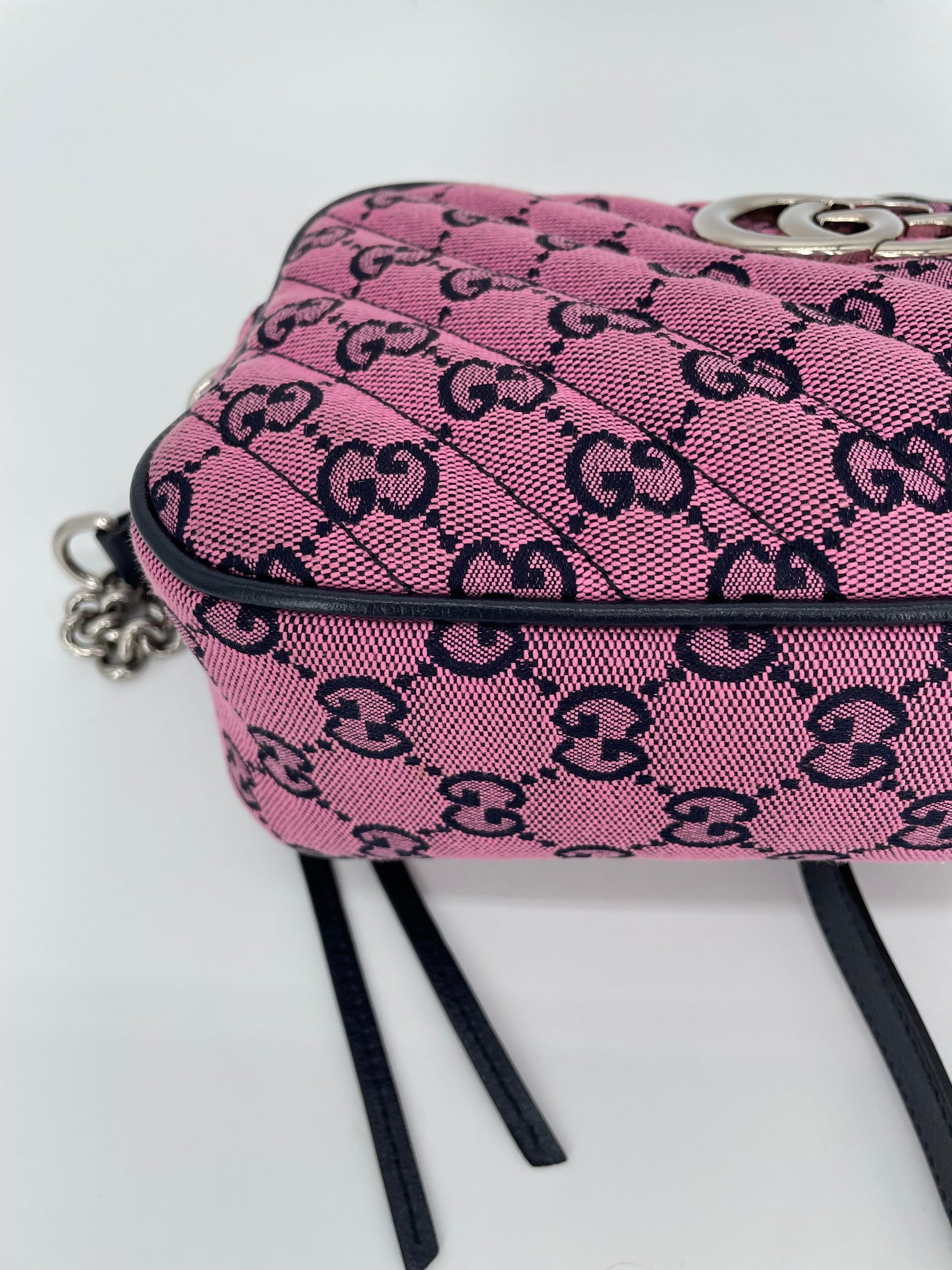 Preloved Gucci Diagonal Quilted Canvas Marmont Camera Bag, Small