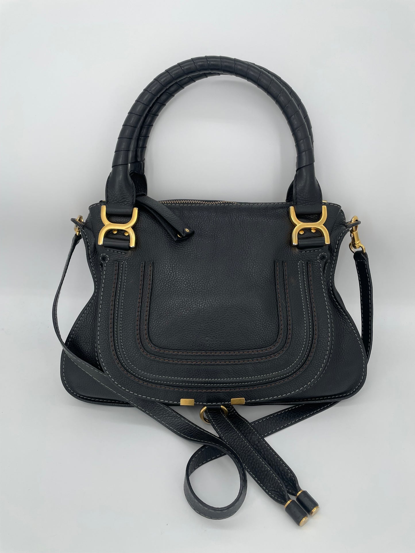 Preloved Chloe Marcie Satchel with long strap, Medium