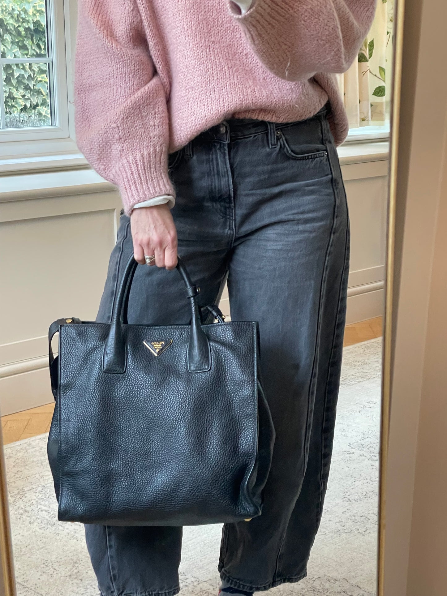 Preloved Prada Vitello Daino Tote Bag with Long Strap