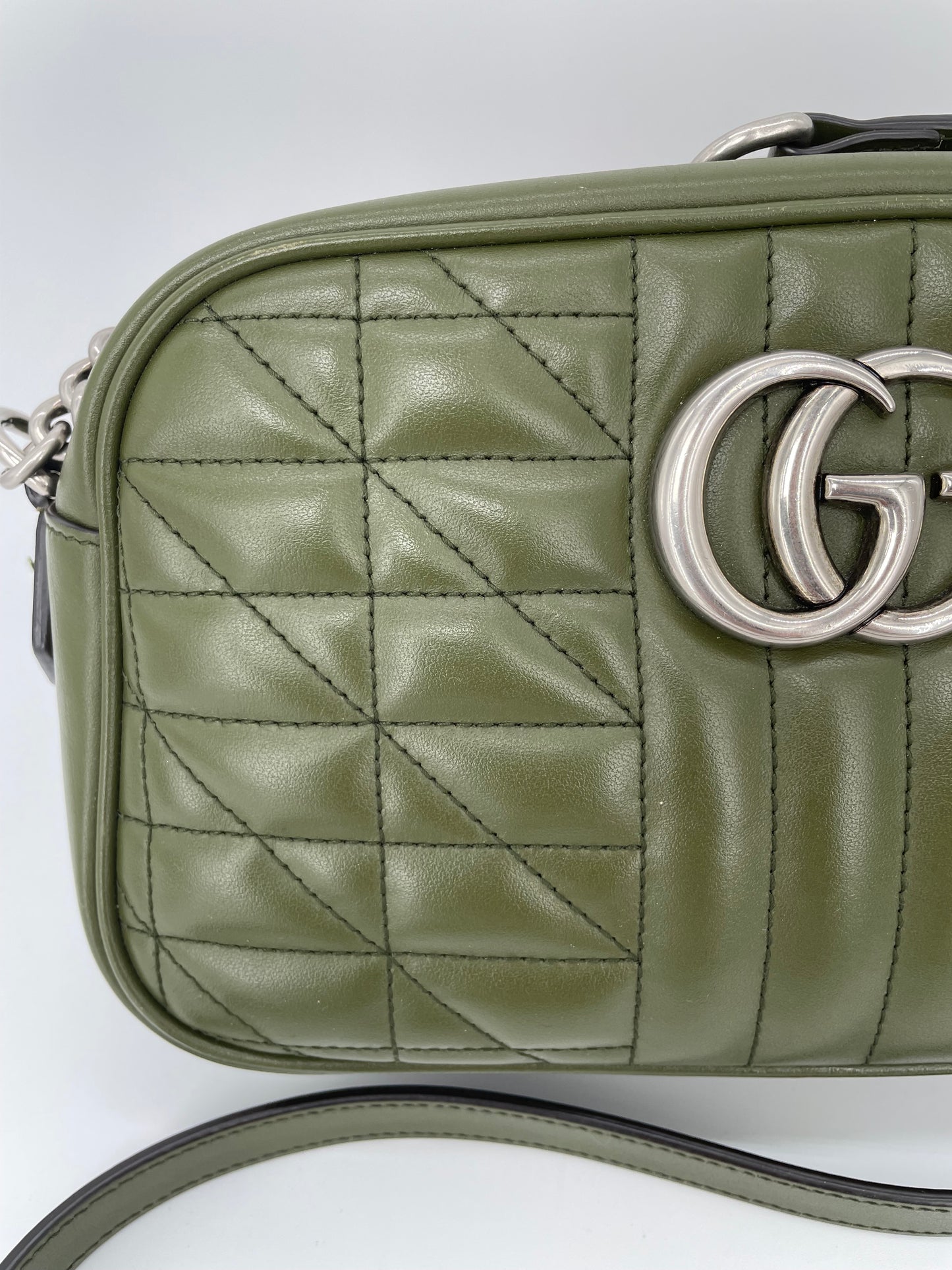 Preloved Gucci Quilted Leather Geometric Marmont Crossbody Bag, Small