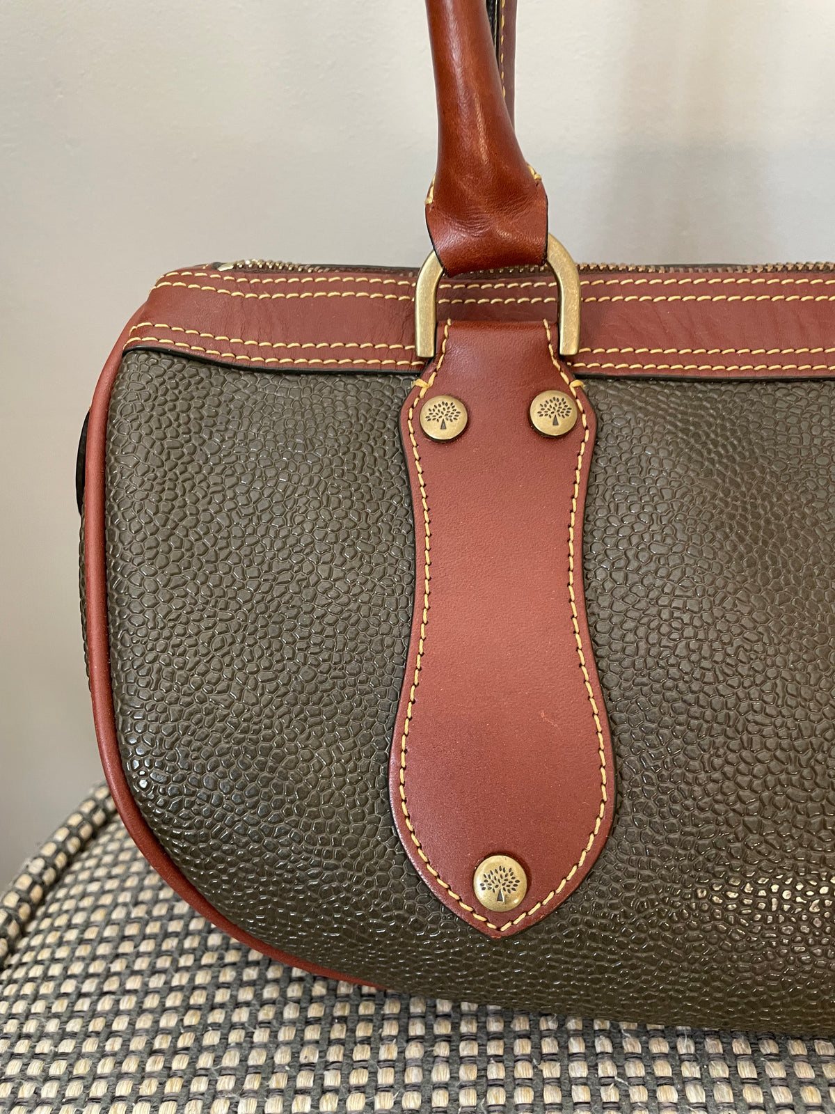 Preloved Mulberry Vintage Scotchgrain Bowling Bag