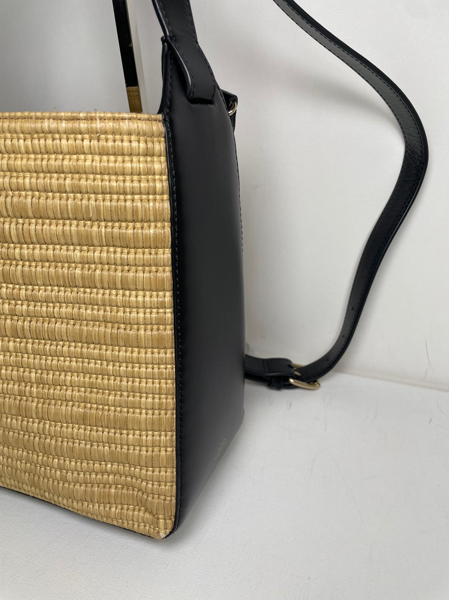 Preloved A.P.C Leather And Raffia 'Virginie' Tote bag, Small
