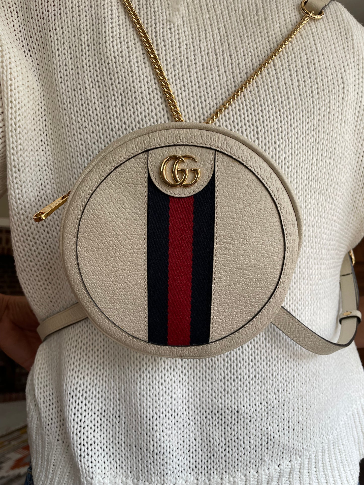 Preloved Gucci Ophidia Vintage Web Circle Backpack Bag, Mini