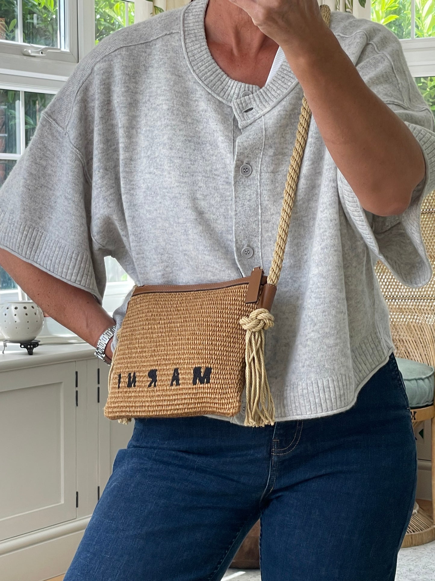 Preloved Marni Marcel Raffia Shoulder Bag