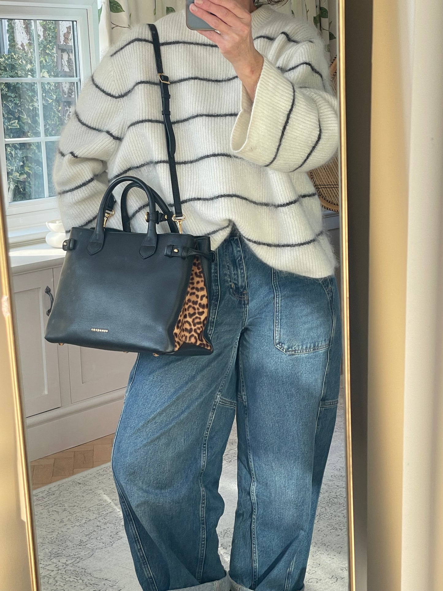 Preloved Burberry Banner Two Way Tote Bag, Medium