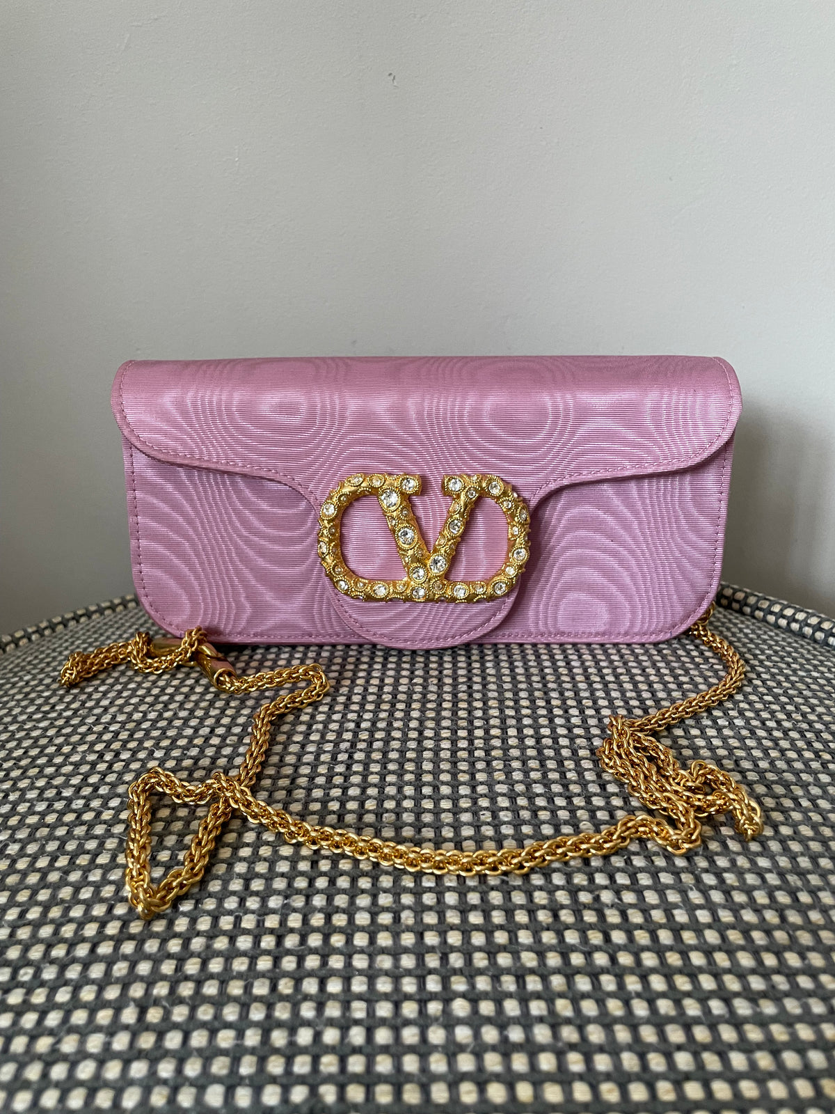 Preloved Valentino Garavani Loco Jewel Logo Moiré Clutch/Shoulder Bag