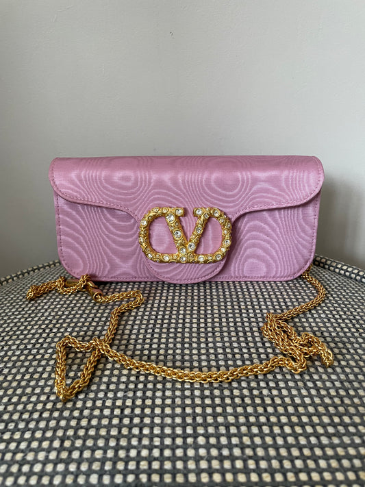 Preloved Valentino Garavani Loco Jewel Logo Moiré Clutch/Shoulder Bag