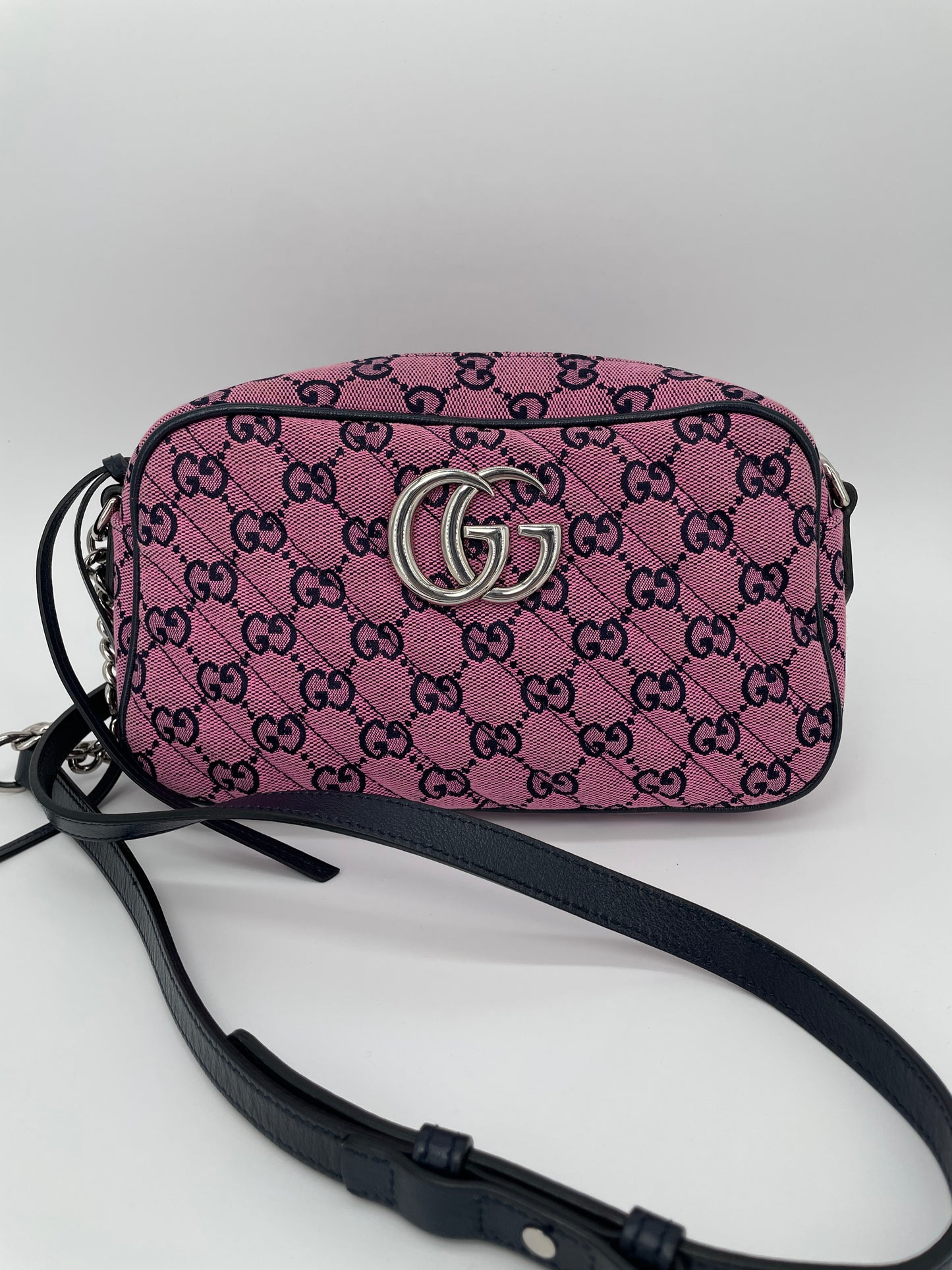 Preloved Gucci Diagonal Quilted Canvas Marmont Camera Bag, Small