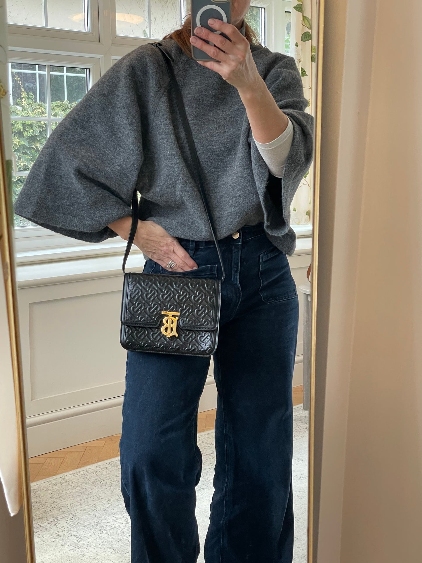 Preloved Burberry Monogram TB Shoulder Bag, Small