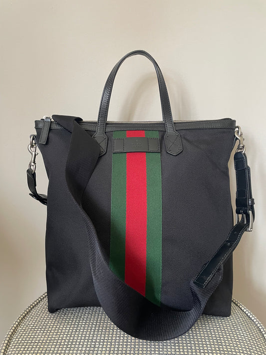Preloved Gucci Techno Canvas Web Top Handle Messenger Shoulder Bag