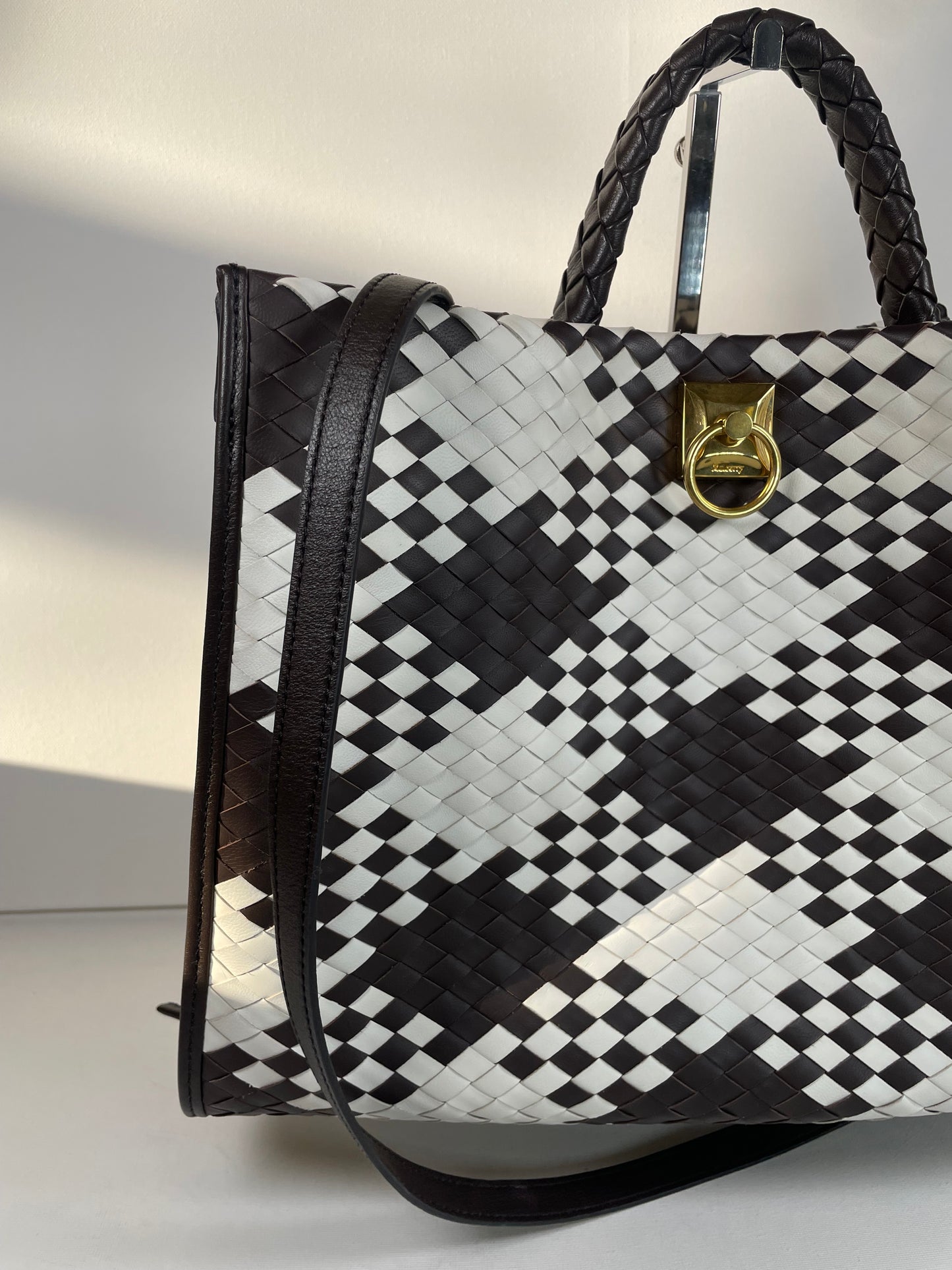 Preloved Mulberry Iris Woven Tote Bag with Long Strap