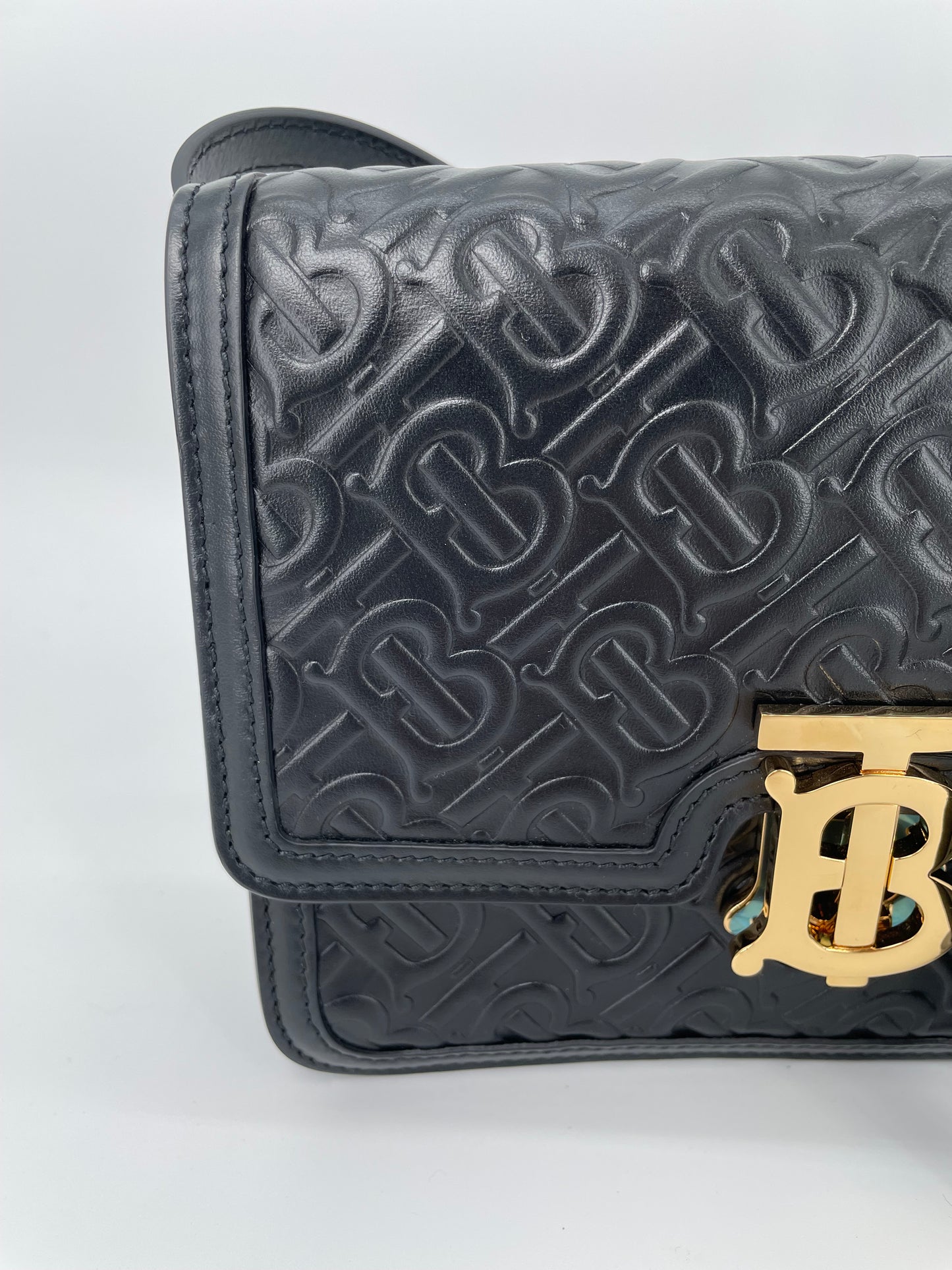 Preloved Burberry Monogram TB Shoulder Bag, Small