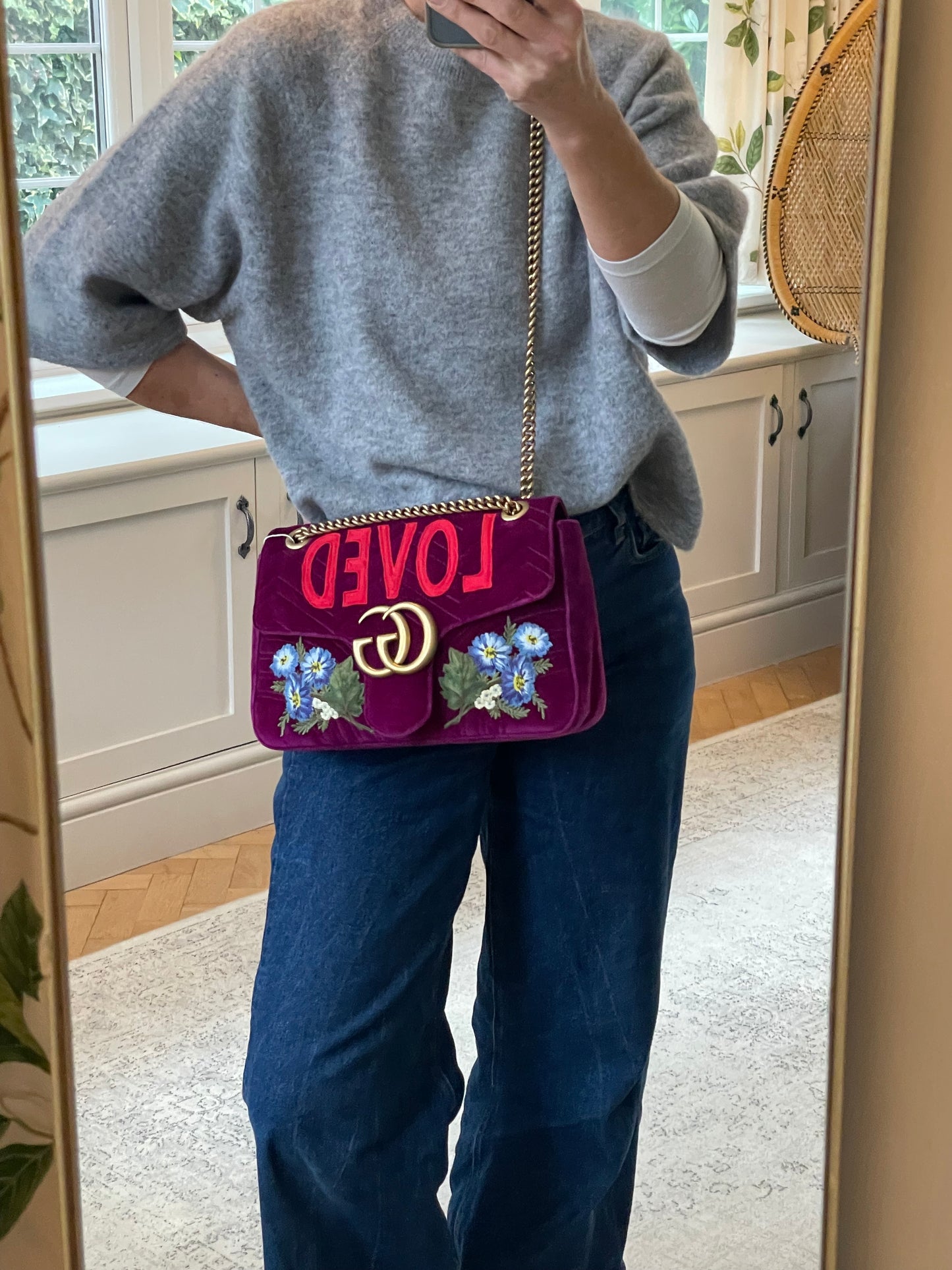 Preloved Gucci  Embroidered ‘LOVED’ Marmont shoulder Bag, Medium