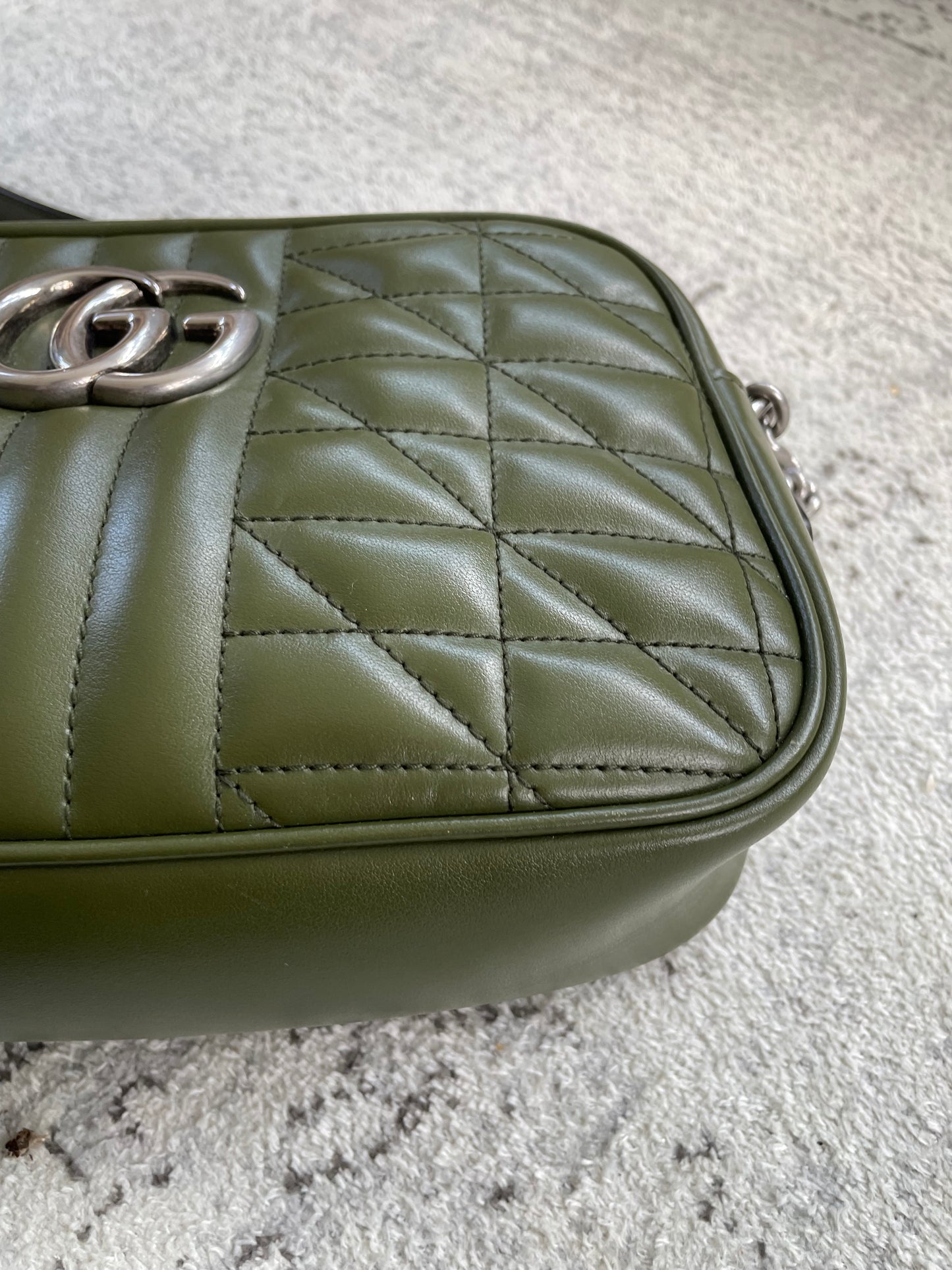 Preloved Gucci Quilted Leather Geometric Marmont Crossbody Bag, Small