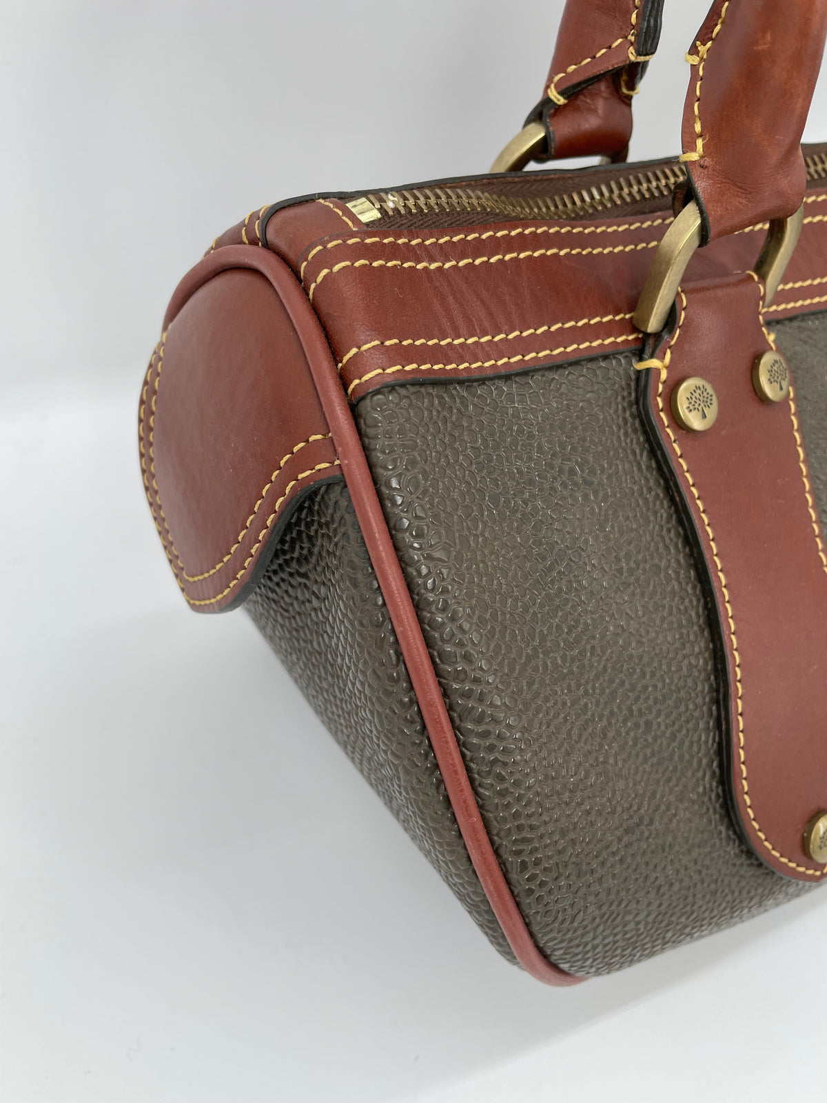 Preloved Mulberry Vintage Scotchgrain Bowling Bag
