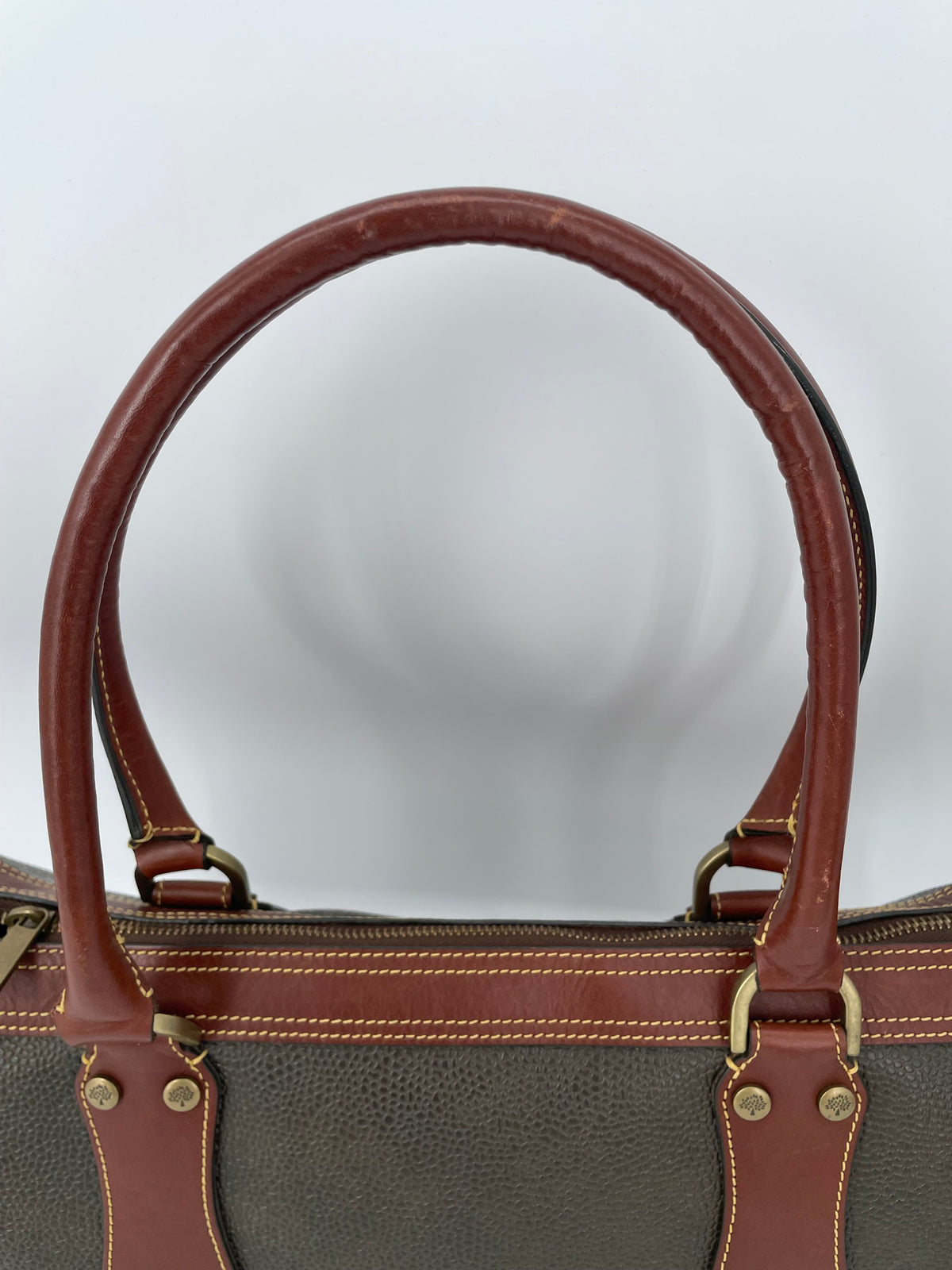 Preloved Mulberry Vintage Scotchgrain Bowling Bag