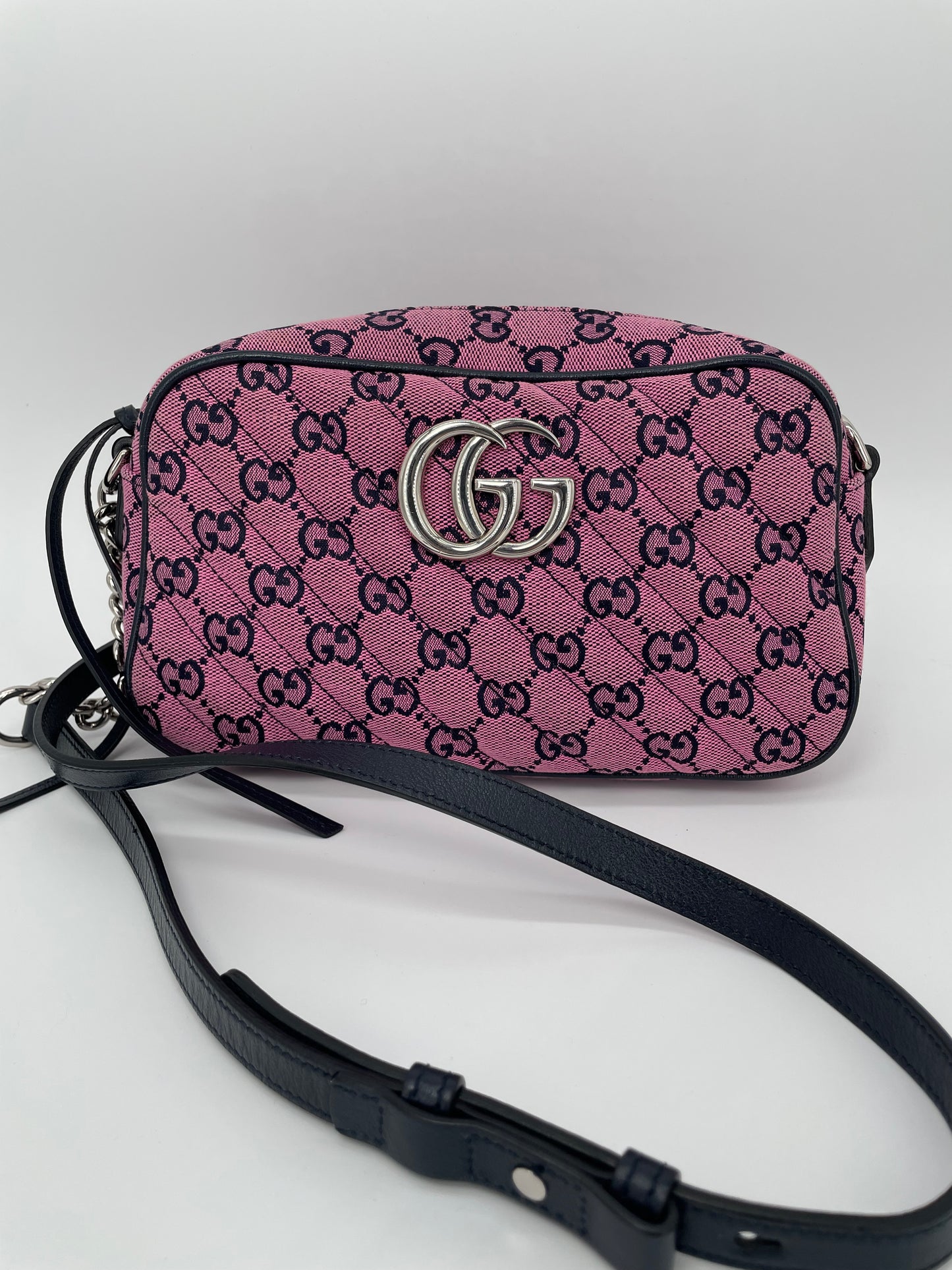 Preloved Gucci Diagonal Quilted Canvas Marmont Camera Bag, Small